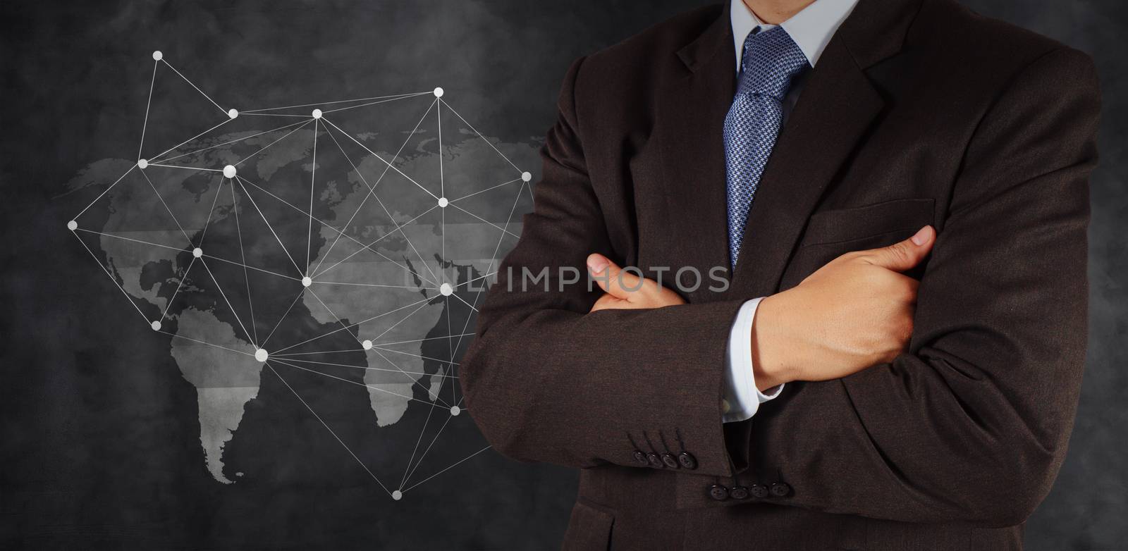 smart businessman with social network structure as concept