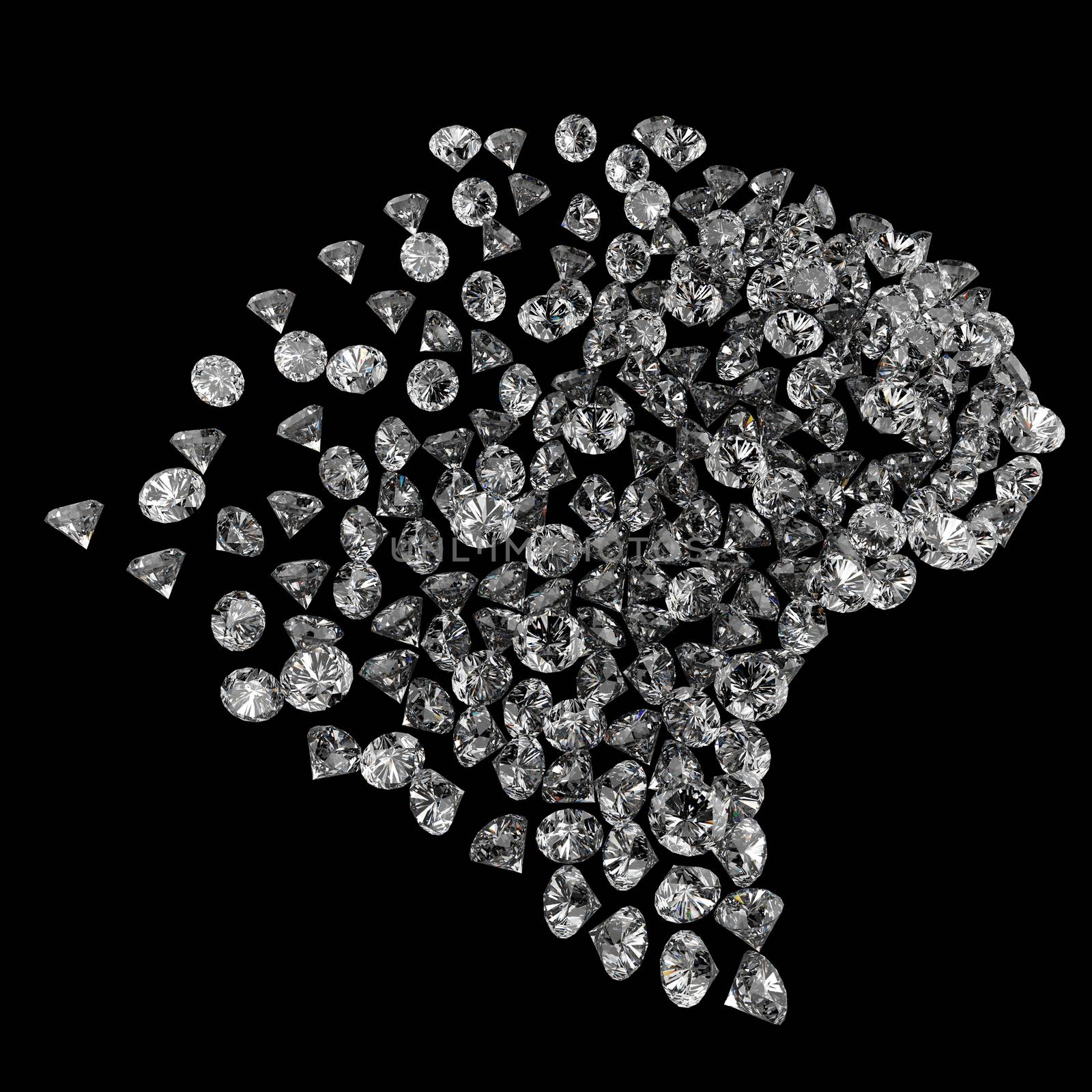 Diamonds 3d in composition as concept 