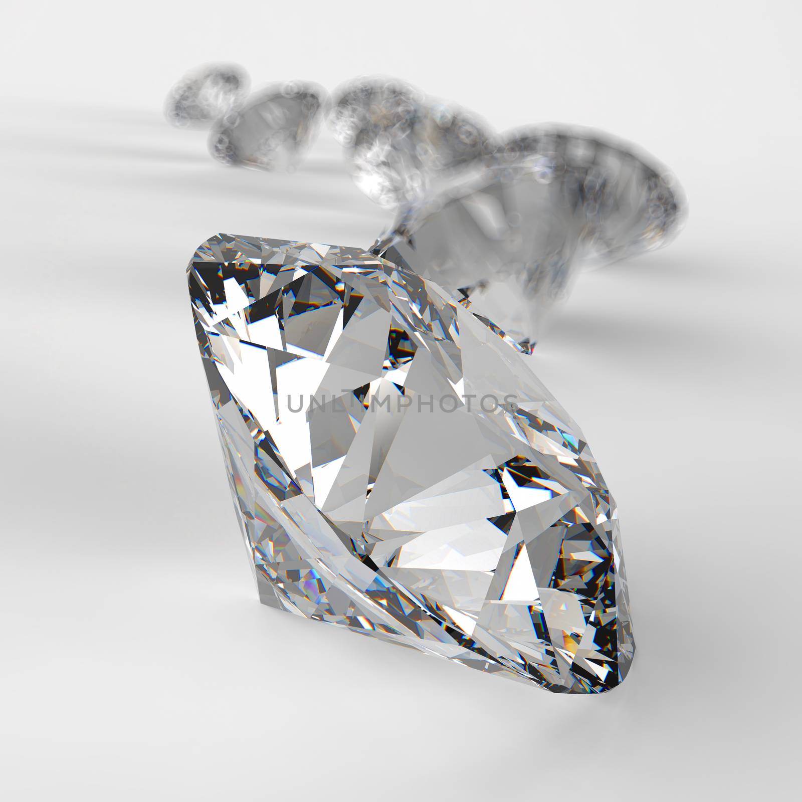 Diamonds isolated on white 3d model