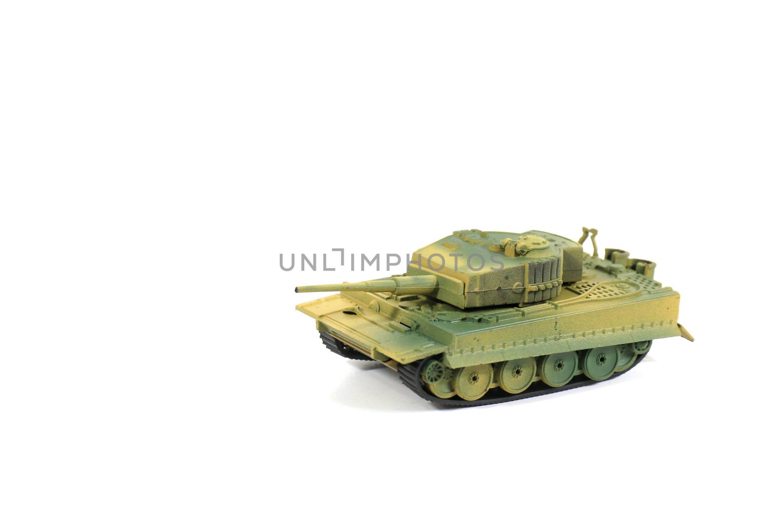 Toys Tank plastic on white background, War, fight army soldier tank Sample picture or War scenario concept by cgdeaw