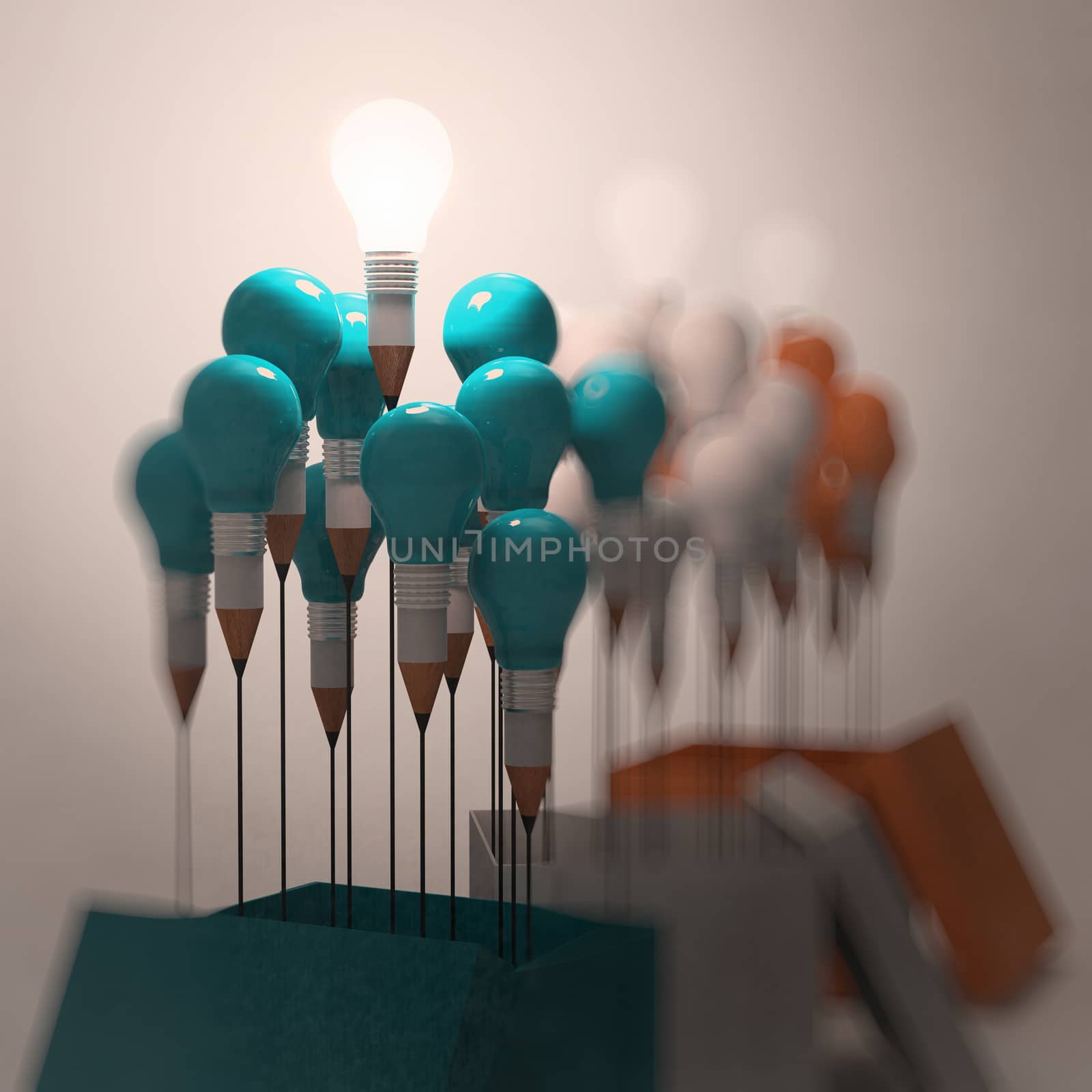drawing idea pencil and light bulb concept outside the box as creative as vintage style concept
