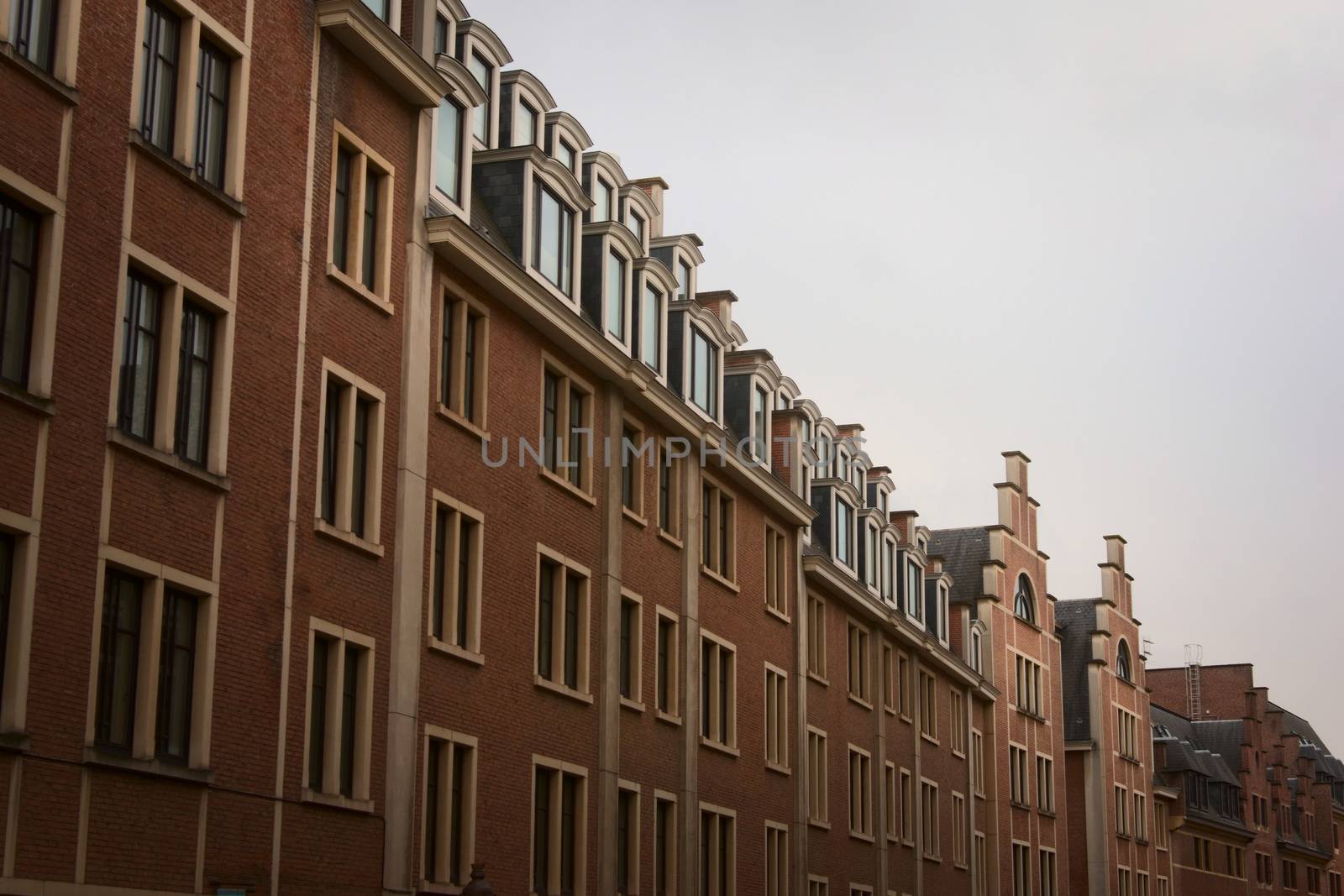 Typical flemish architecture on residential buildings in Brussels, Belgium.