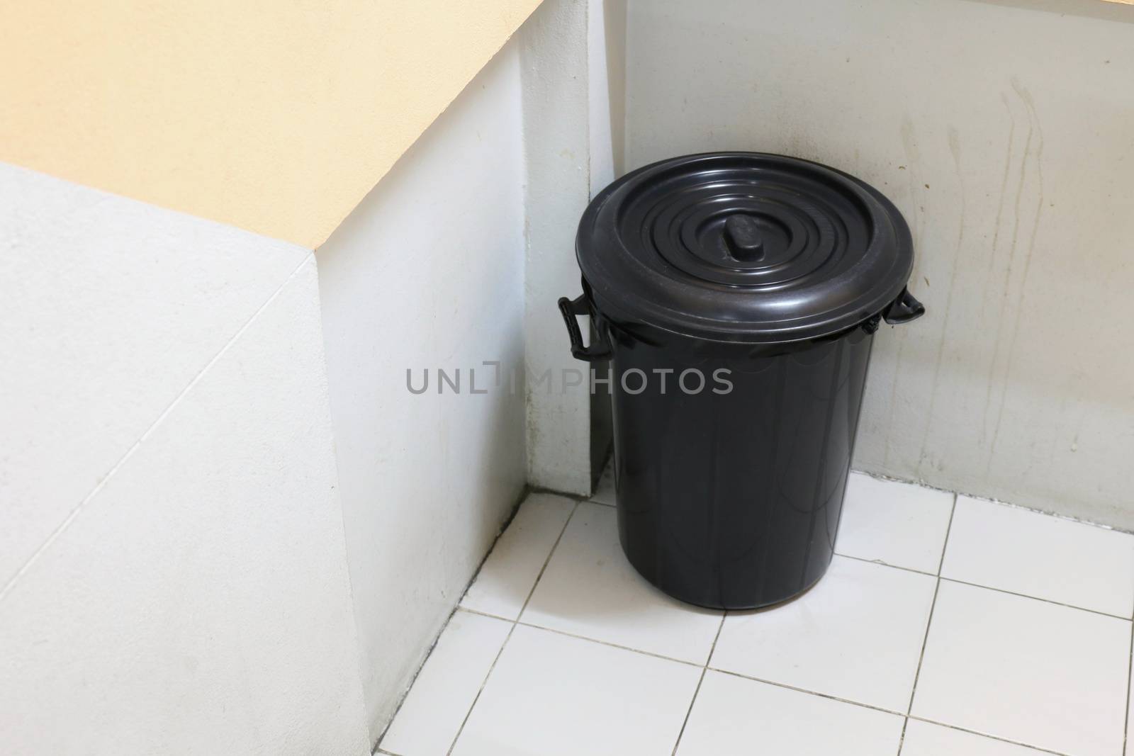 Bin, Bin black close, Trash on sidewalks, Trash staircase, Trash in apartment by cgdeaw