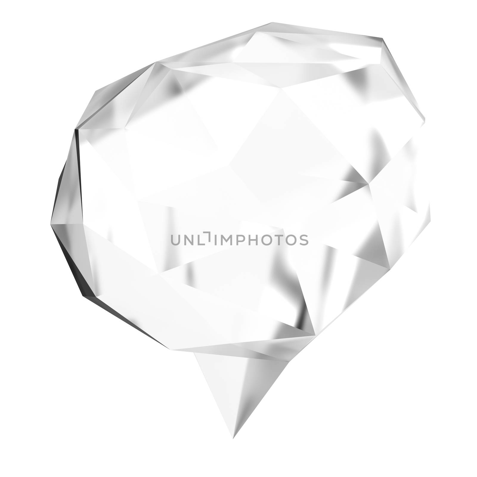 low poly geometric speech bubble on white background