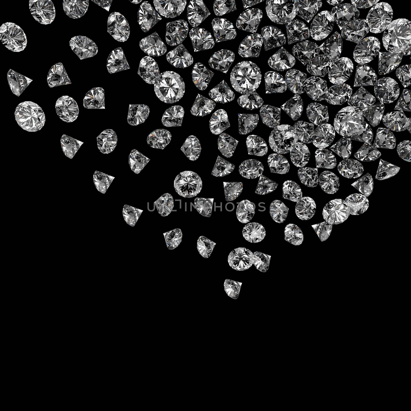 Diamonds 3d in composition as concept 