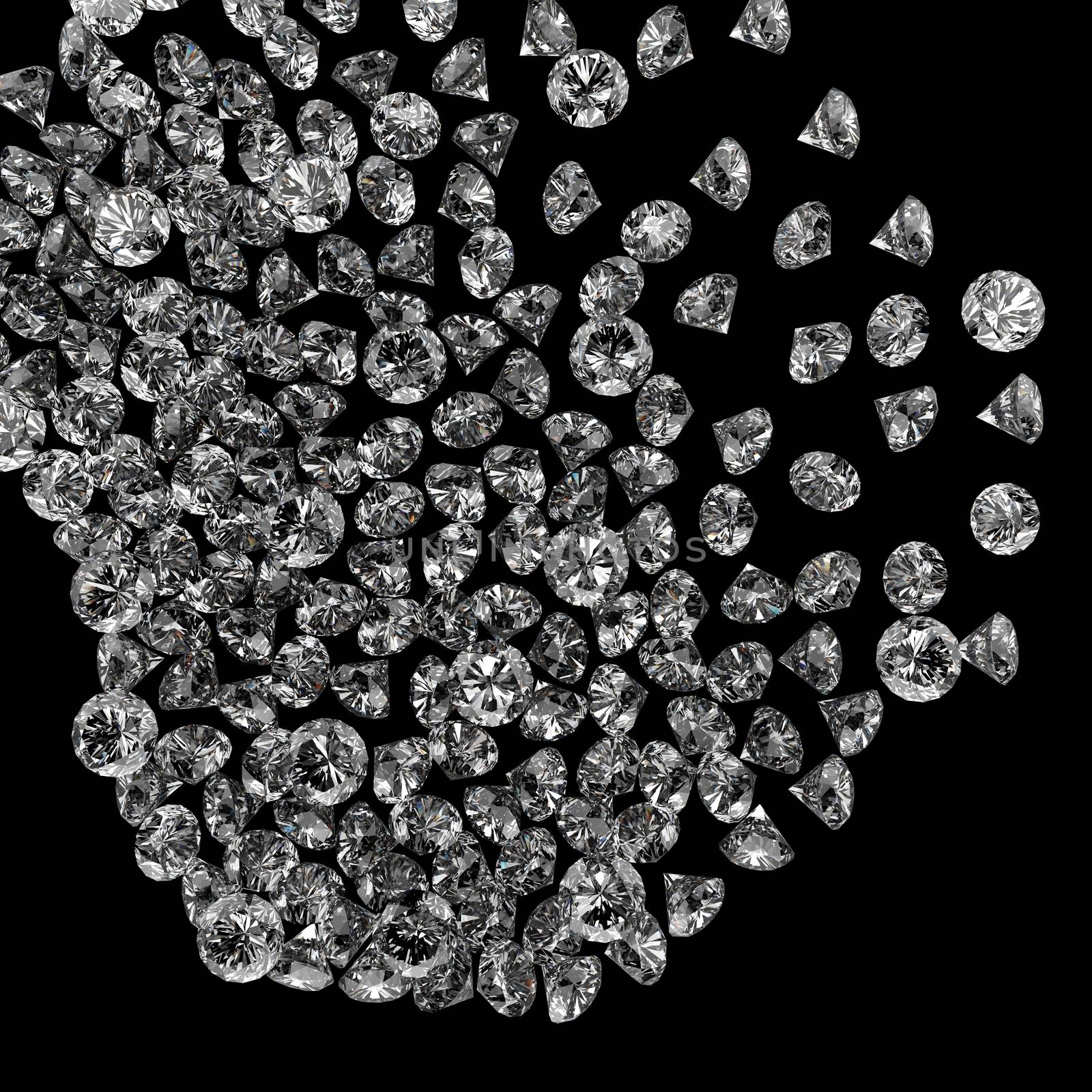 Diamonds 3d in composition as concept 