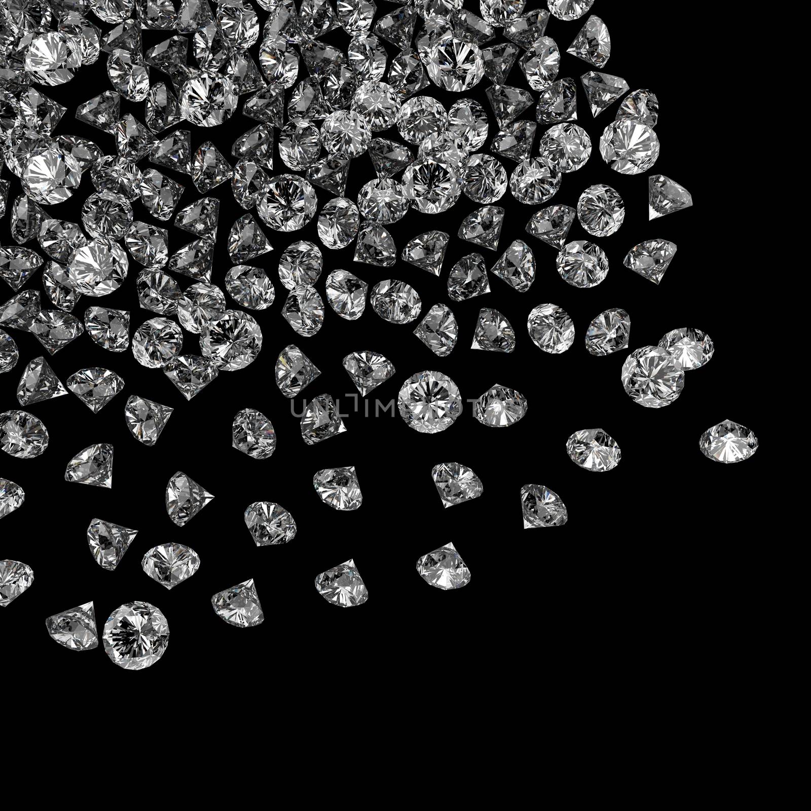 Diamonds 3d in composition as concept 