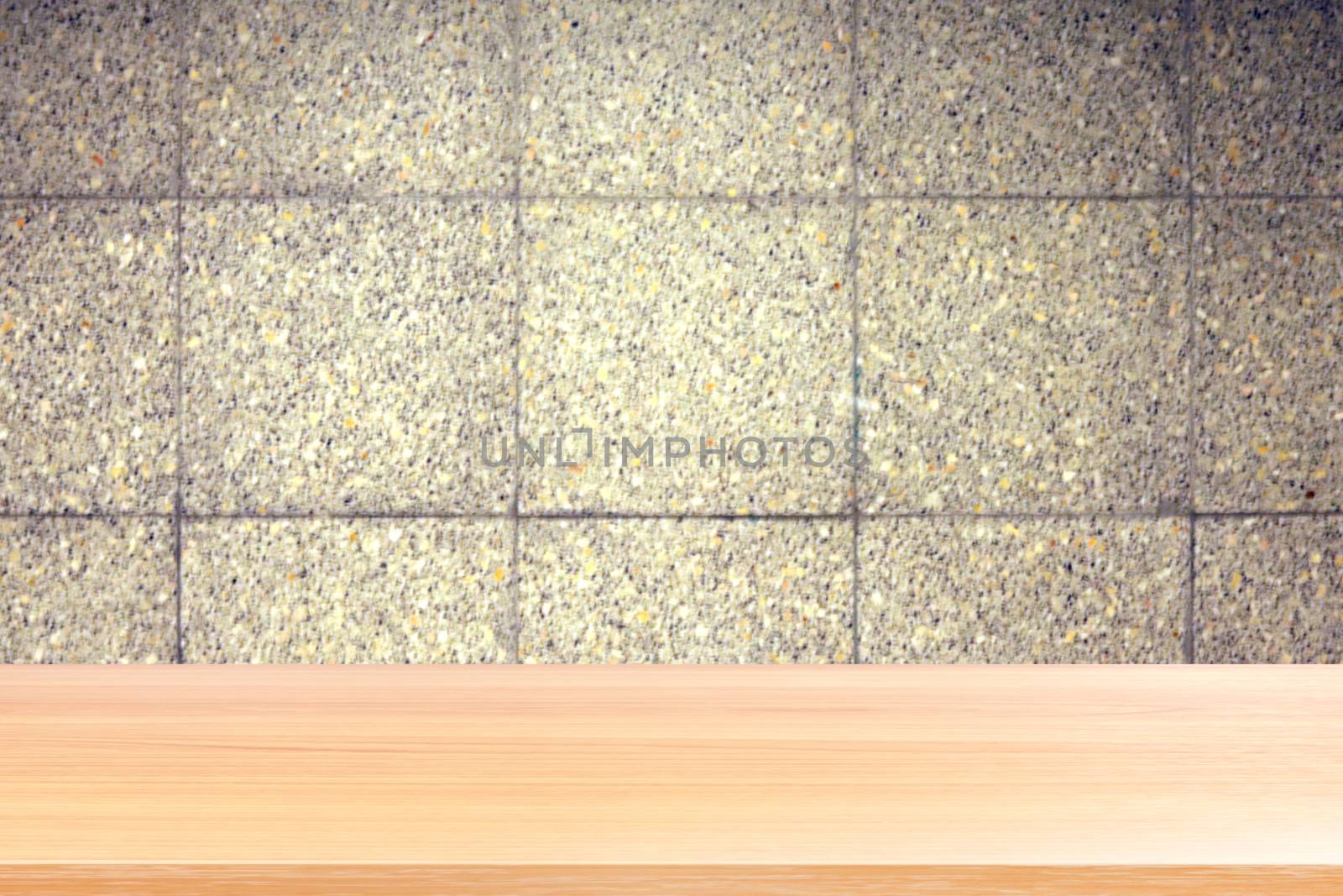 wood plank on blurred old concrete wall dirty scratches background, empty wood table floors on construction concrete wall texture background, wood table board empty on polished concrete wall by cgdeaw