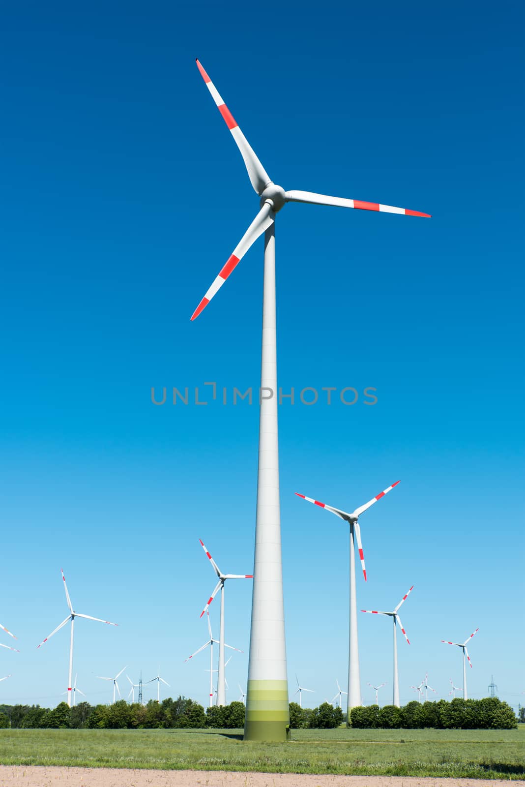 Modern wind power plants seen in Germany