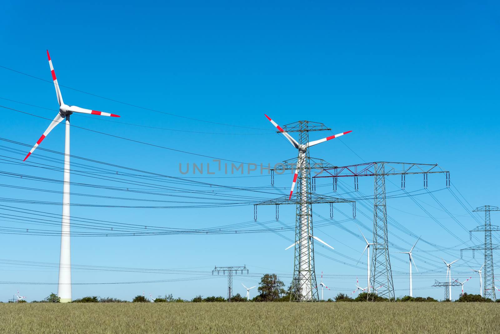 Windwheels and power transmission lines in Germany by elxeneize