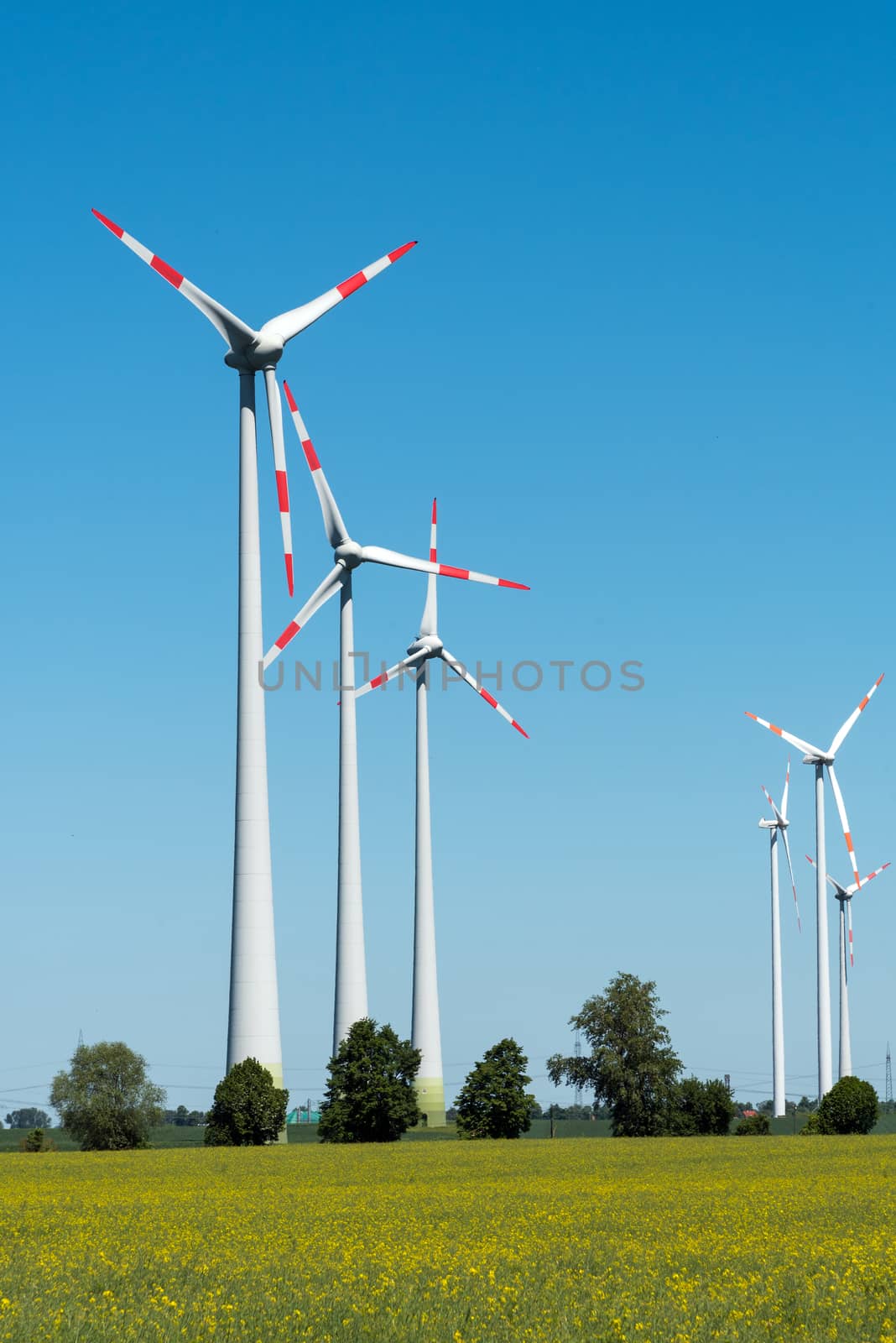 Wind wheels in the fields seen in rural Germany