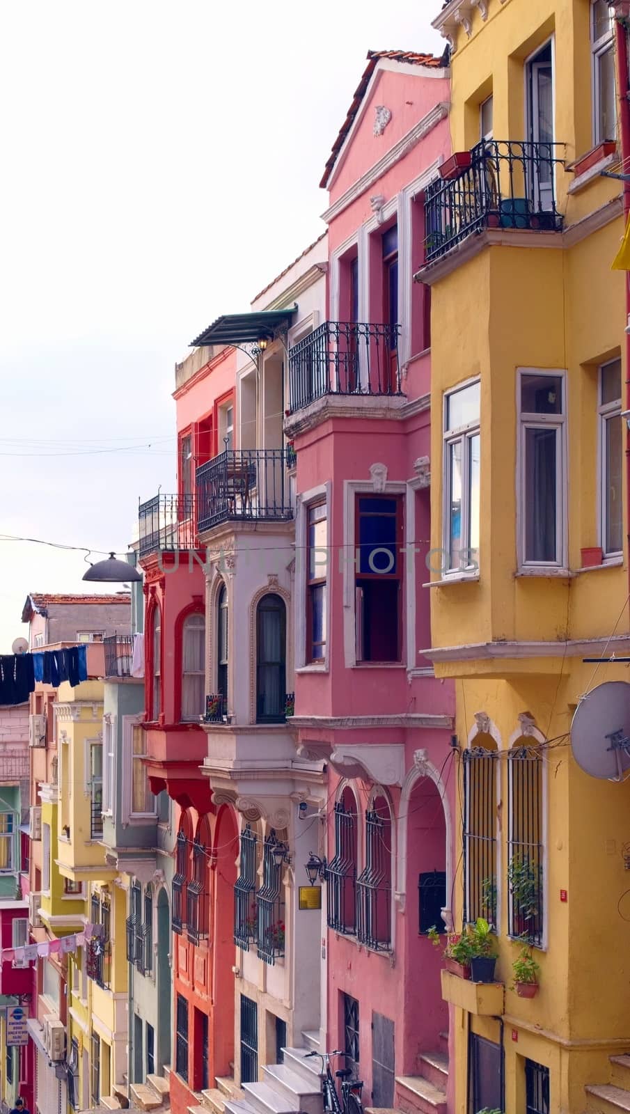 Colorful facades at the Sultanahmet district in Istambul, Turkey.
