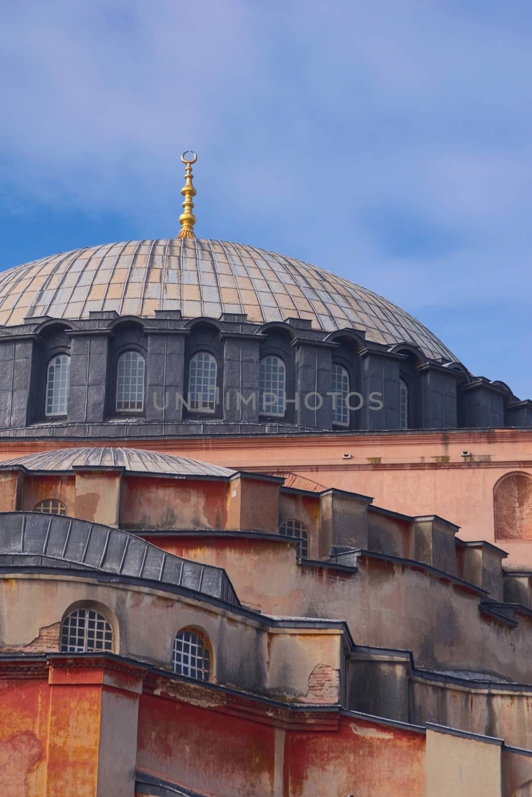 Back side of Hagia Sophia, in Istanbul, Turkey. Architectural detail of the main dome. by hernan_hyper