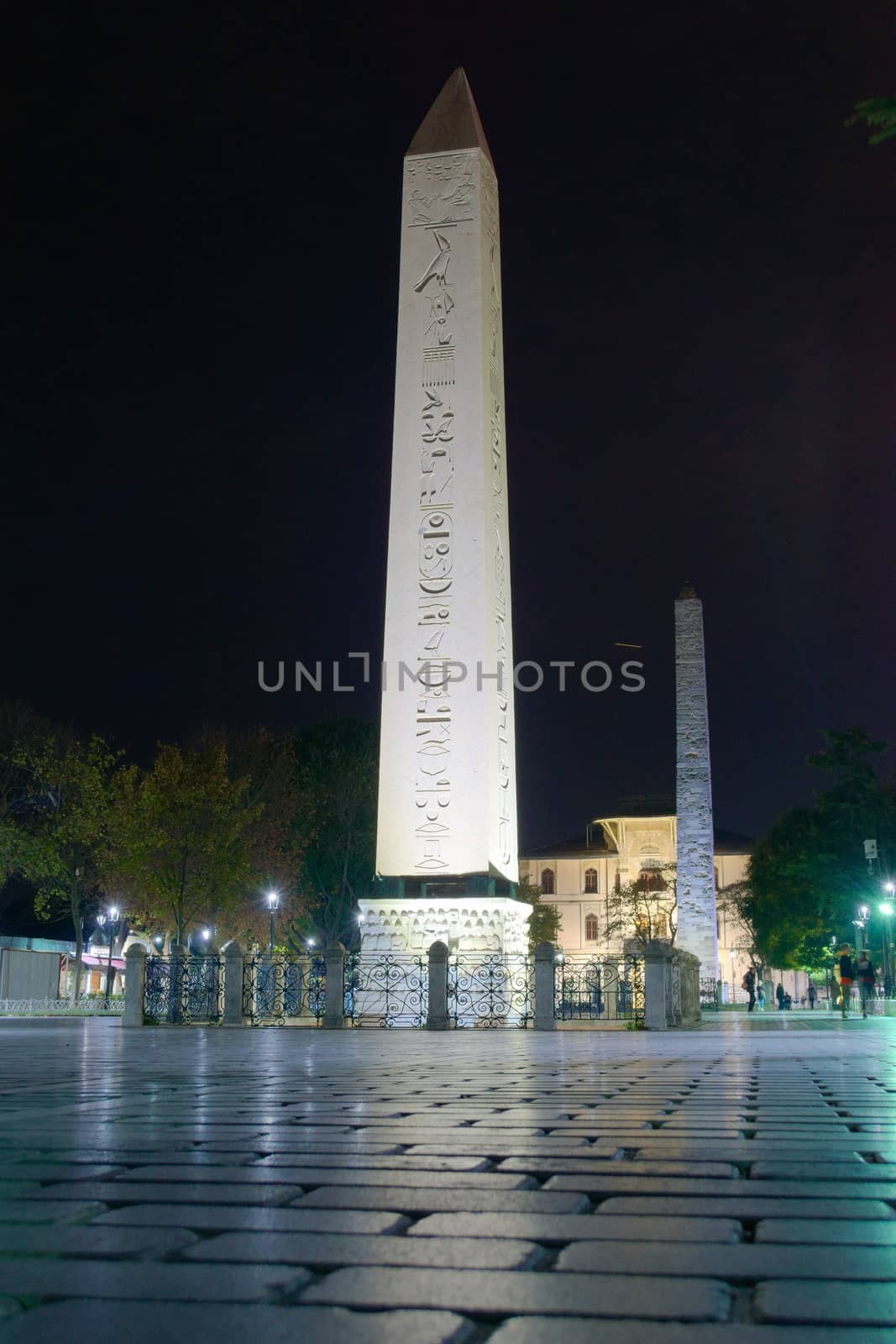 The Obelisk of Theodosius at night.An ancient Egyptian obelisk of pharaoh Thutmose III, now located in Istambul, Turkey. by hernan_hyper