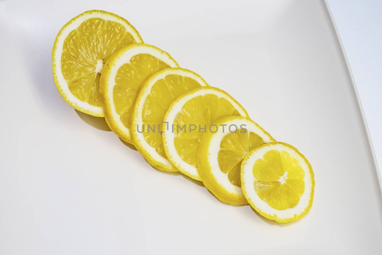 lemon slices on white background