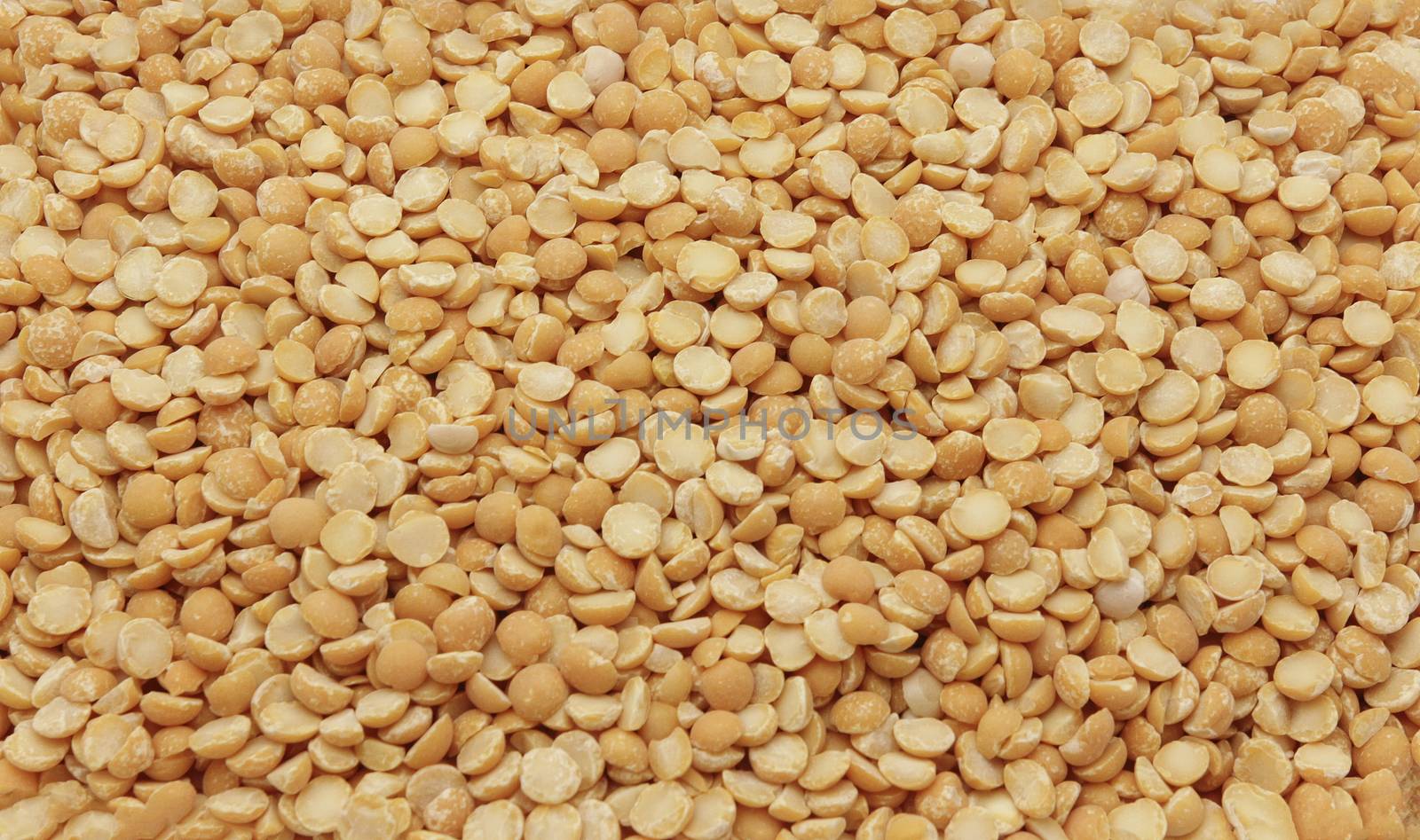 Split yellow peas texture and details top view, close up