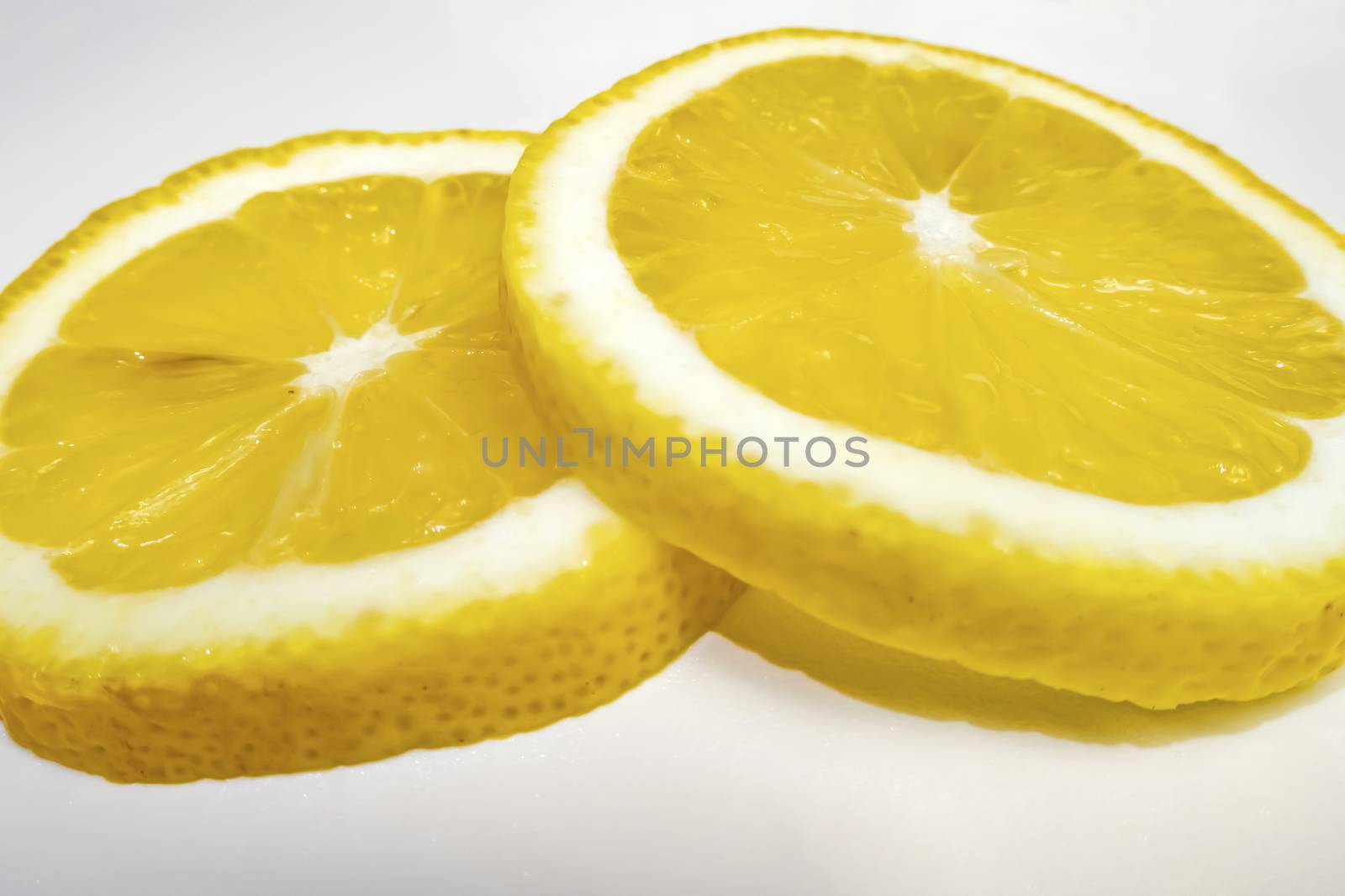 lemon slices on white background