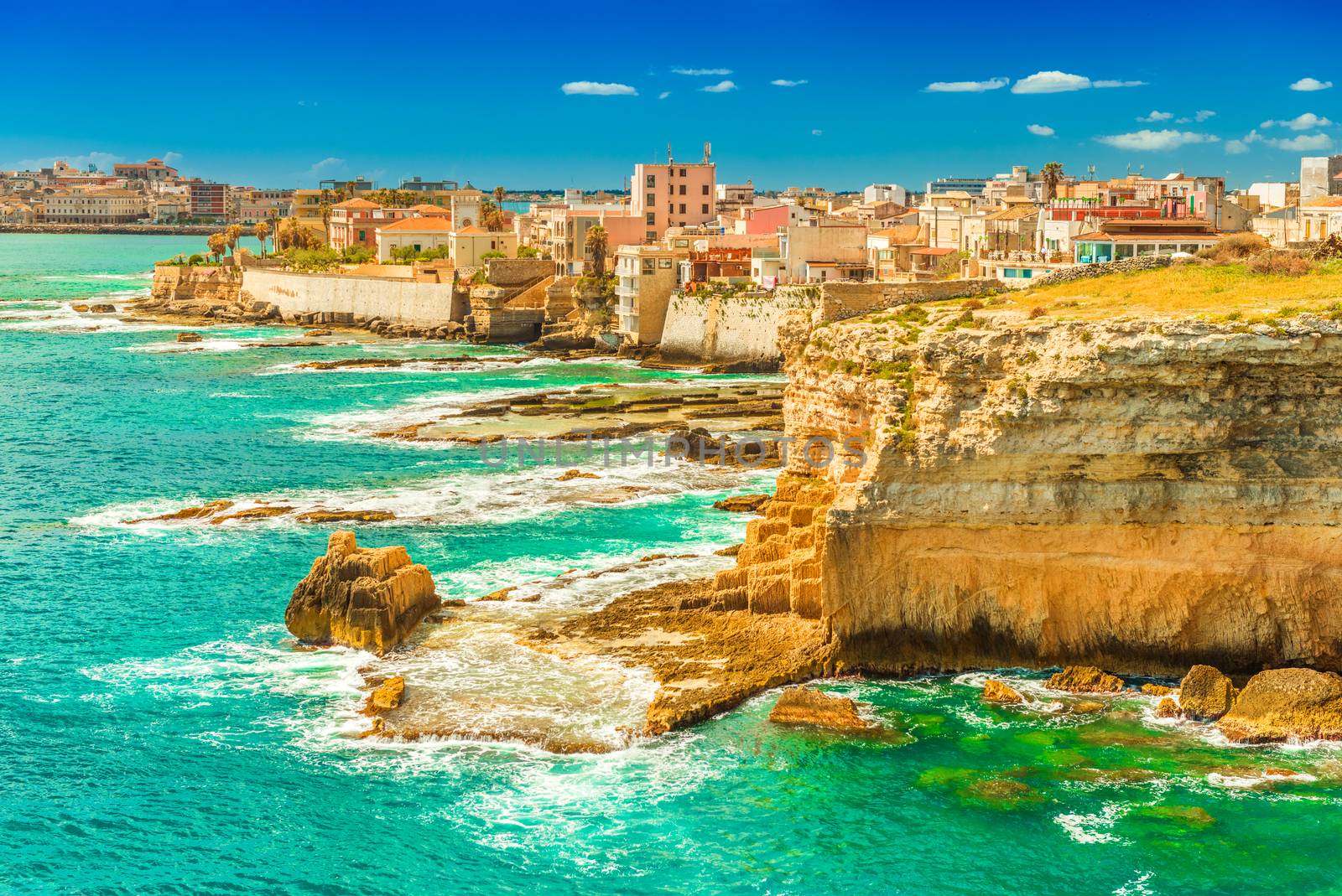 Beautiful seascape in Syracuse, Sicily, Italy