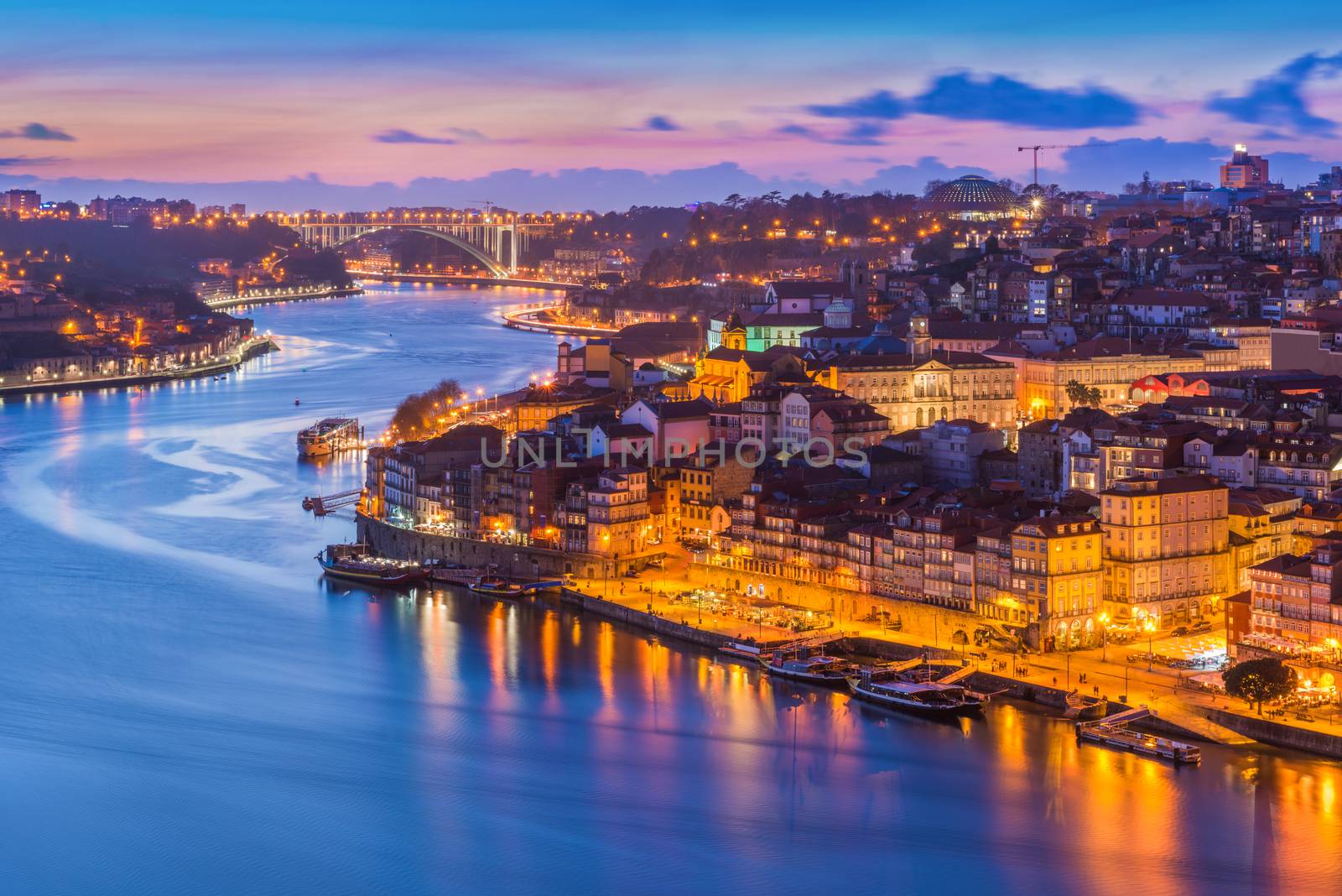 Evening cityscape of Porto (Oporto), Portugal