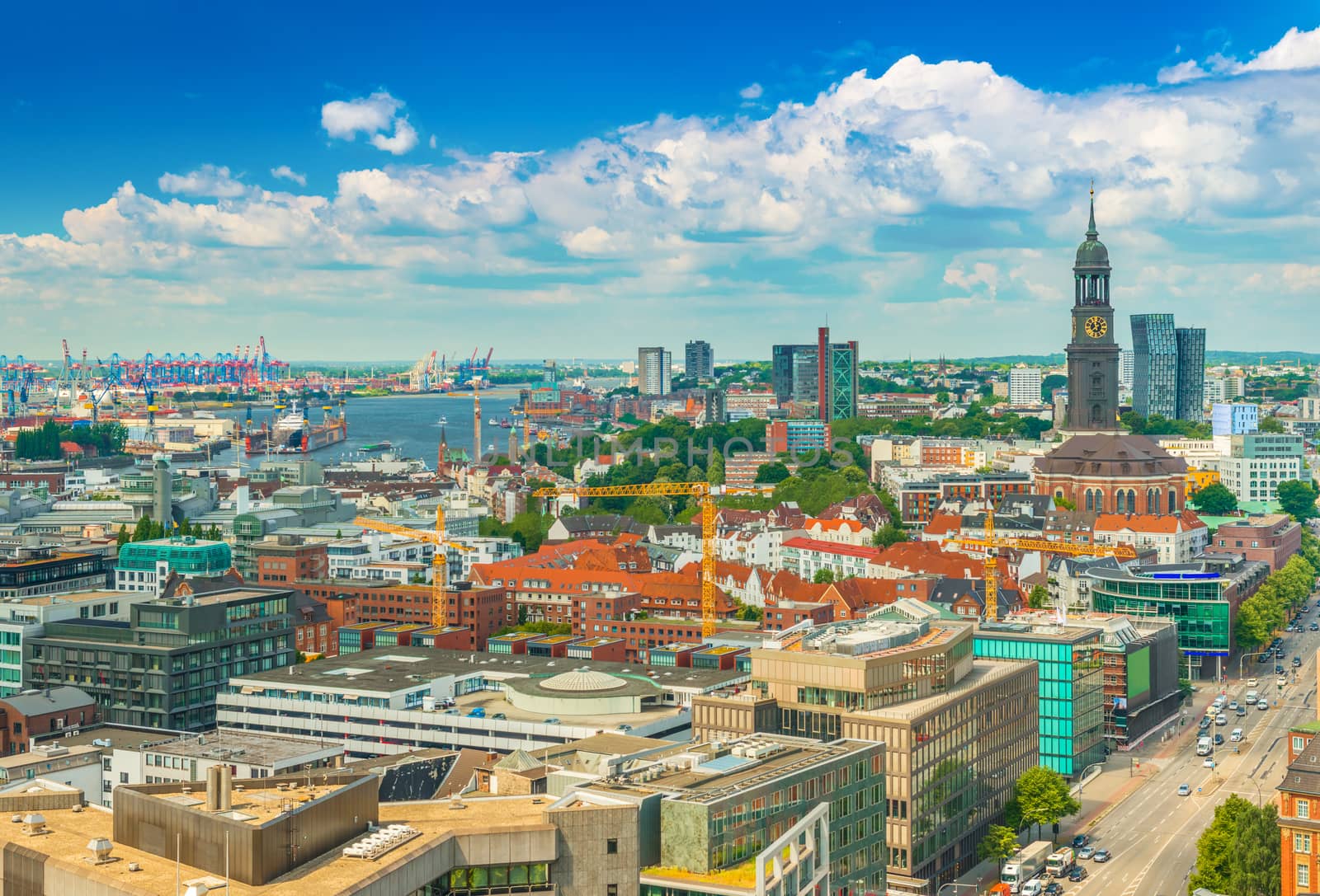 Beautiful cityscape of Hamburg from above, Germany