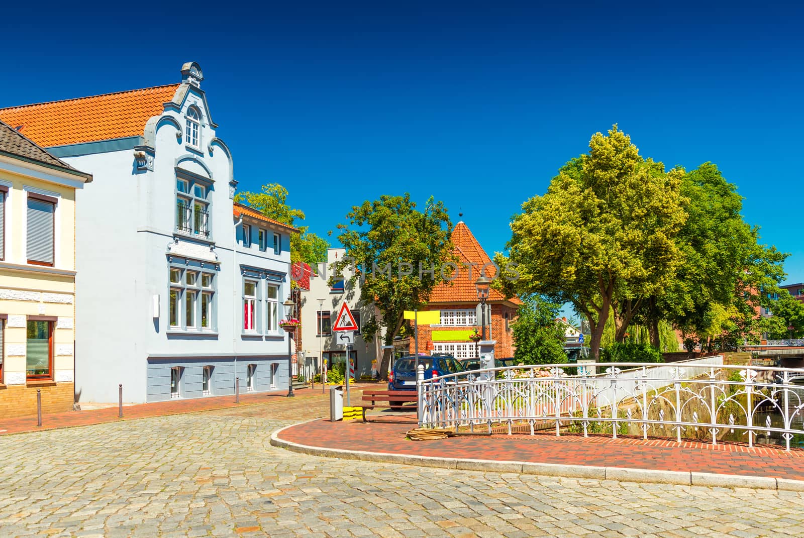 View of a street in Buxtehude, a small German town