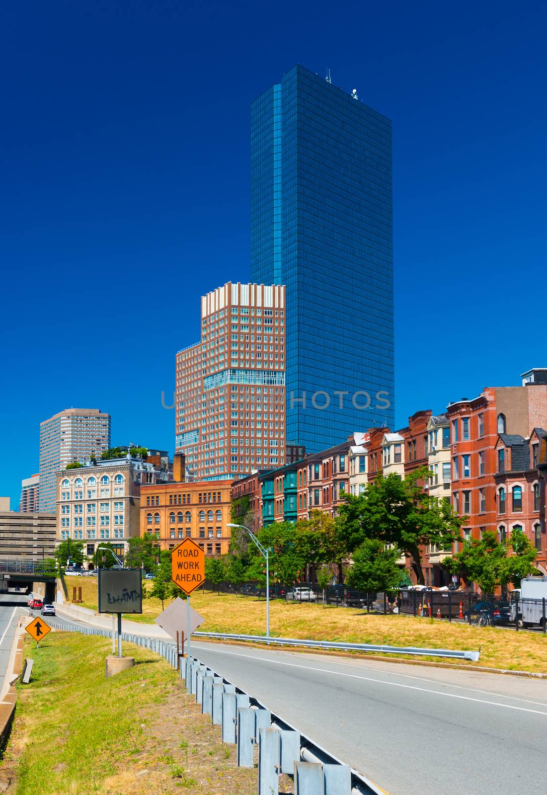 Boston - June 2016, MA, USA: View of the John Hancock tower in Back bay Boston