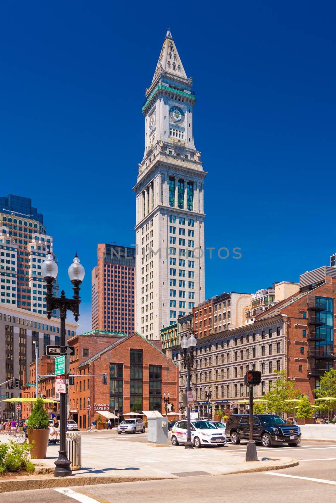 Boston, MA - June 2016, USA: View of Custom House Tower, a skyscraper in McKinley Square, in the Financial District of Boston