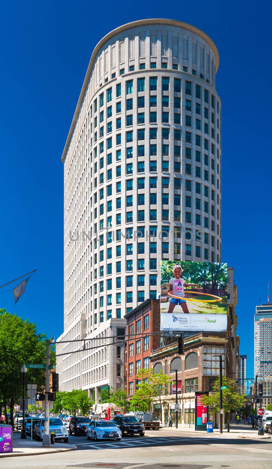 Boston - June 2016, Massachusetts, USA: One of the skyscrapers in back Bay Boston. View of the modern office building.