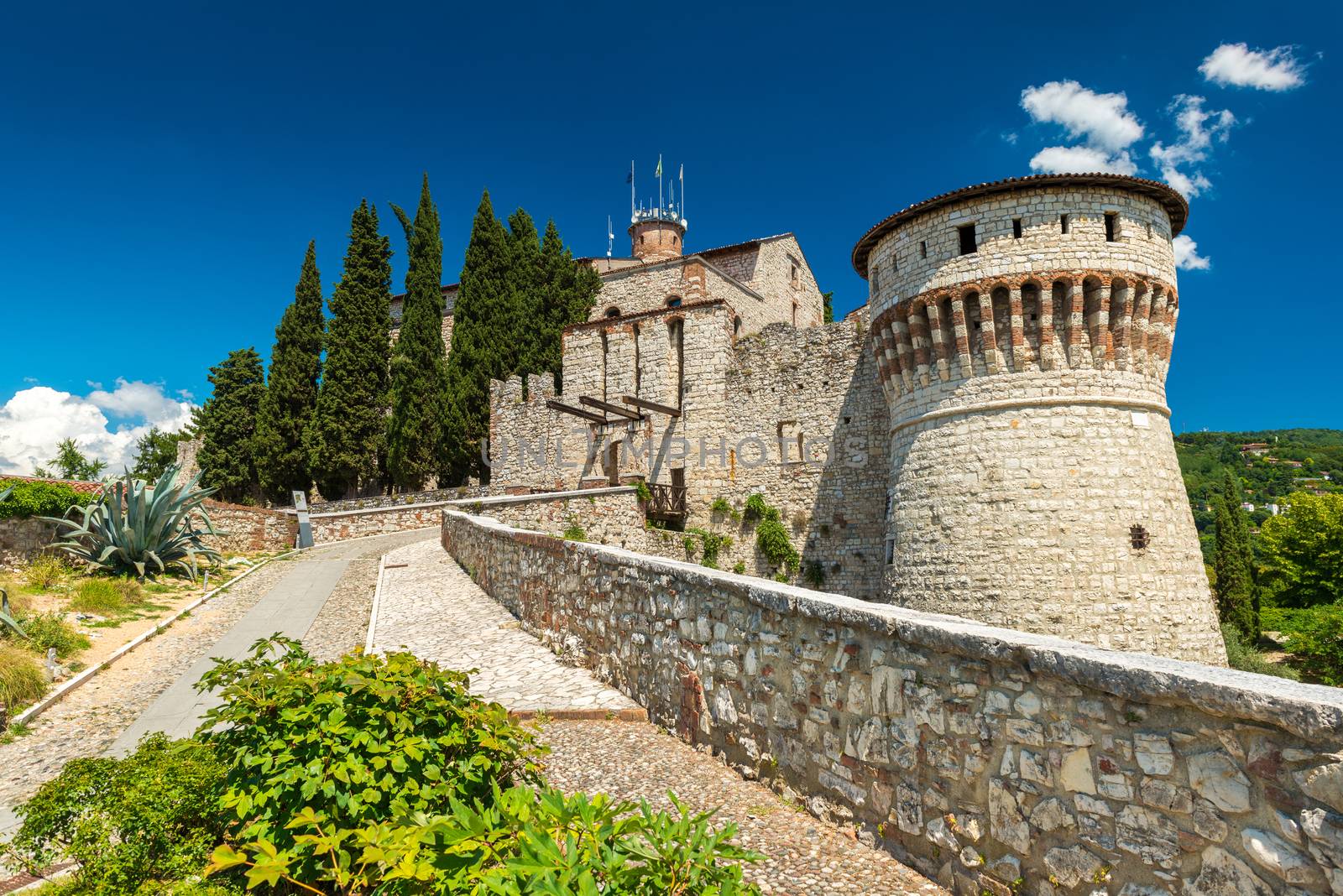 Brescia - July 2017, Lombardy region, Italy: The Castle of Brescia (Castello di Brescia)