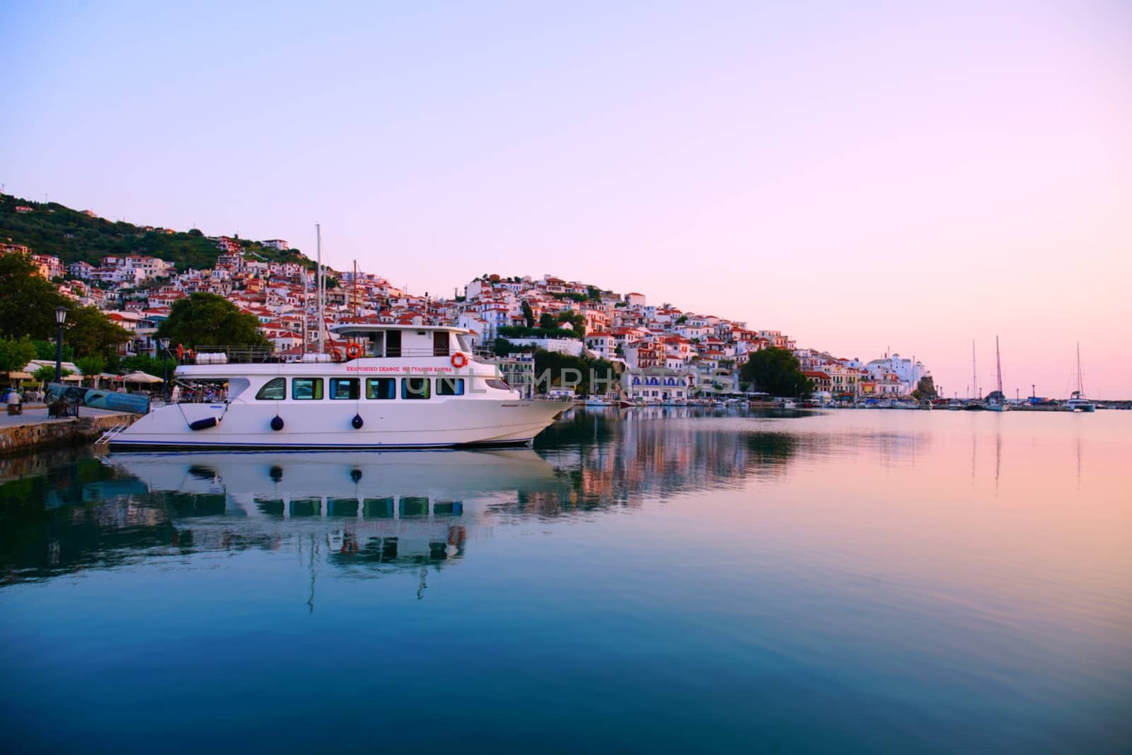 Skopelos town harbour at sunrise by Jindrich_Blecha