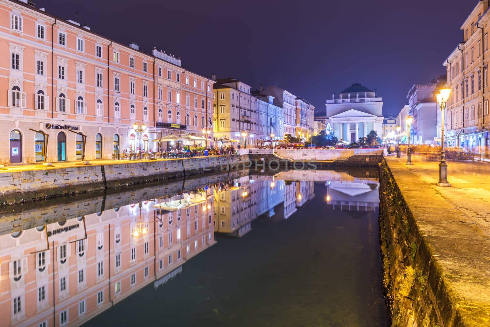 Trieste - December 2016, Italy: Night view of Trieste - the capital city of Friuli Venezia Giulia region