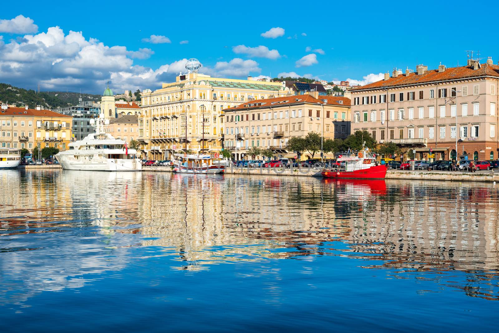 Rijeka - June of 2012, Croatia: View of Rijeka skyline and harbor, cityscape of the city center