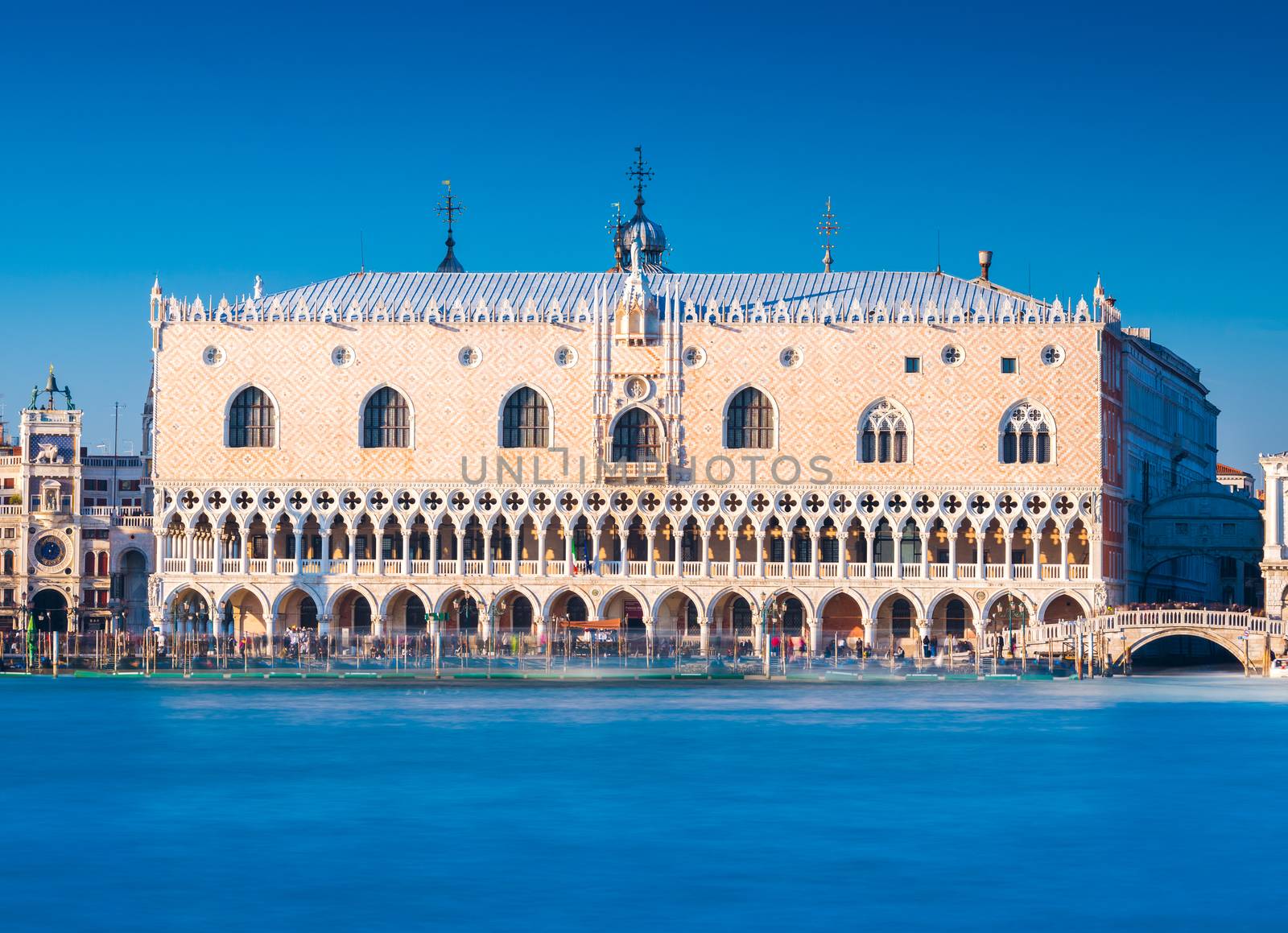 Venice - January 2017, Italy: View of The Doge's Palace (Palazzo Ducale), the famous landmark of Venice