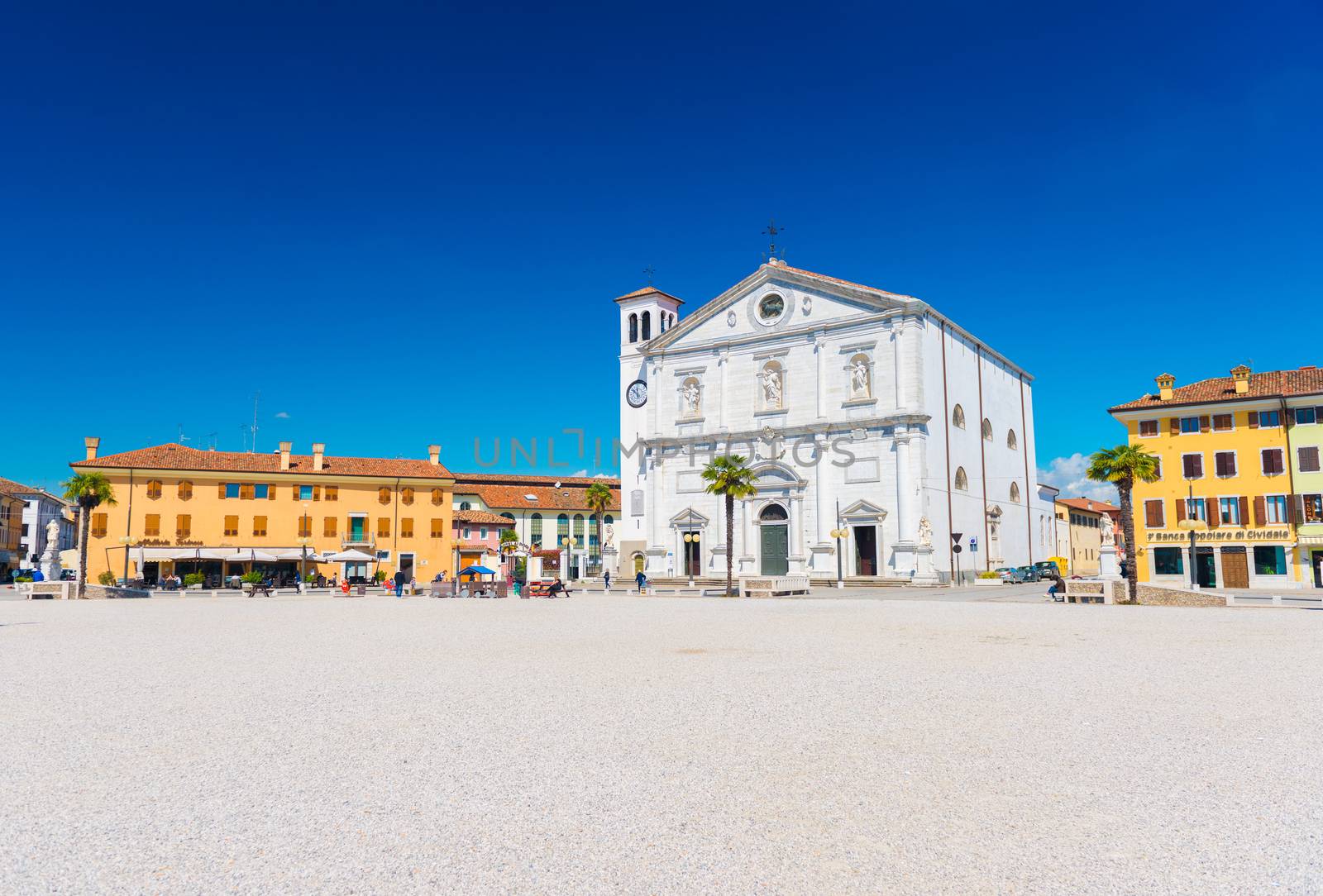 Palmanova - April 2016, Italy: Central square in The Fortress Town of Palmanova, Northern Italy