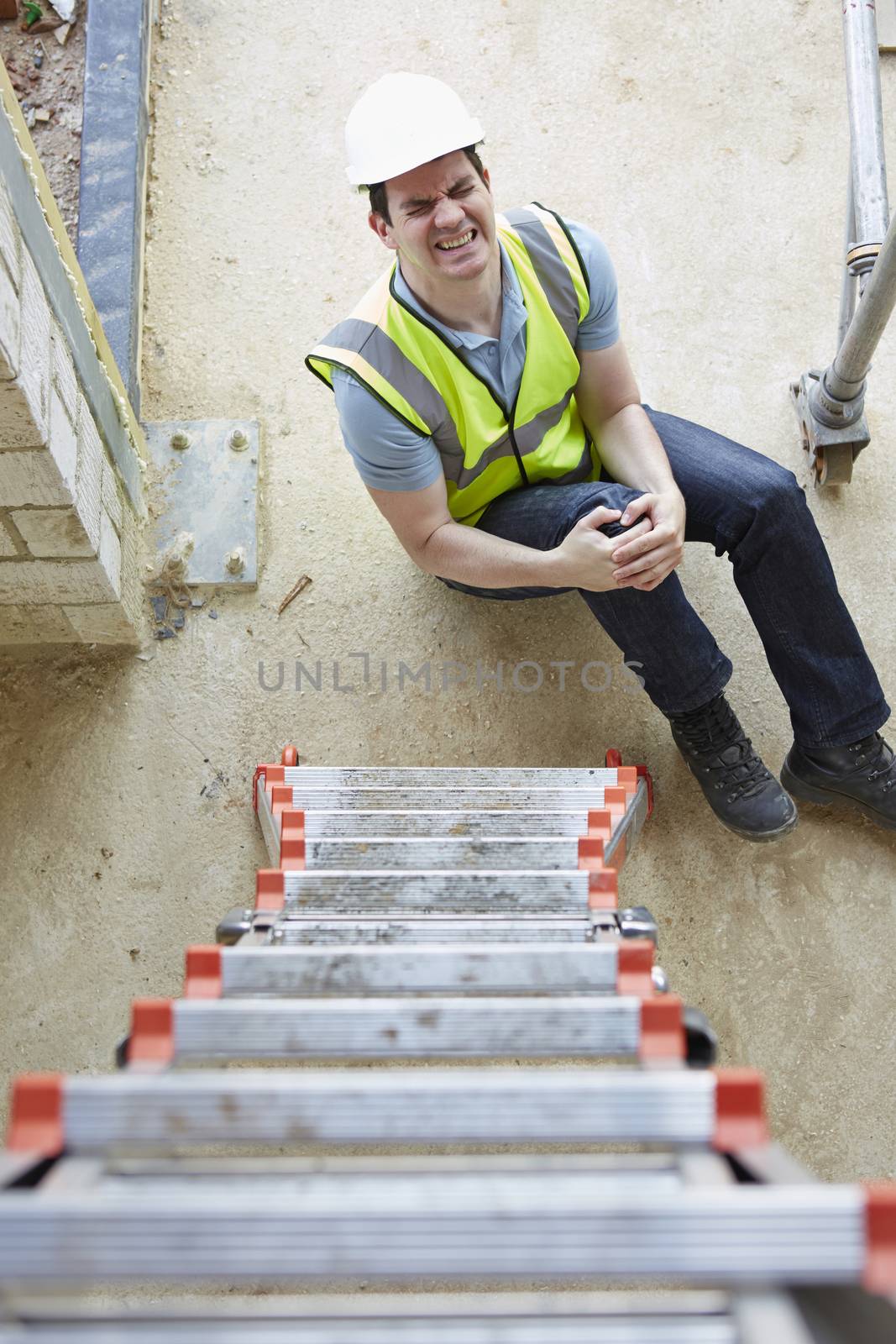 Construction Worker Falling Off Ladder And Injuring Leg