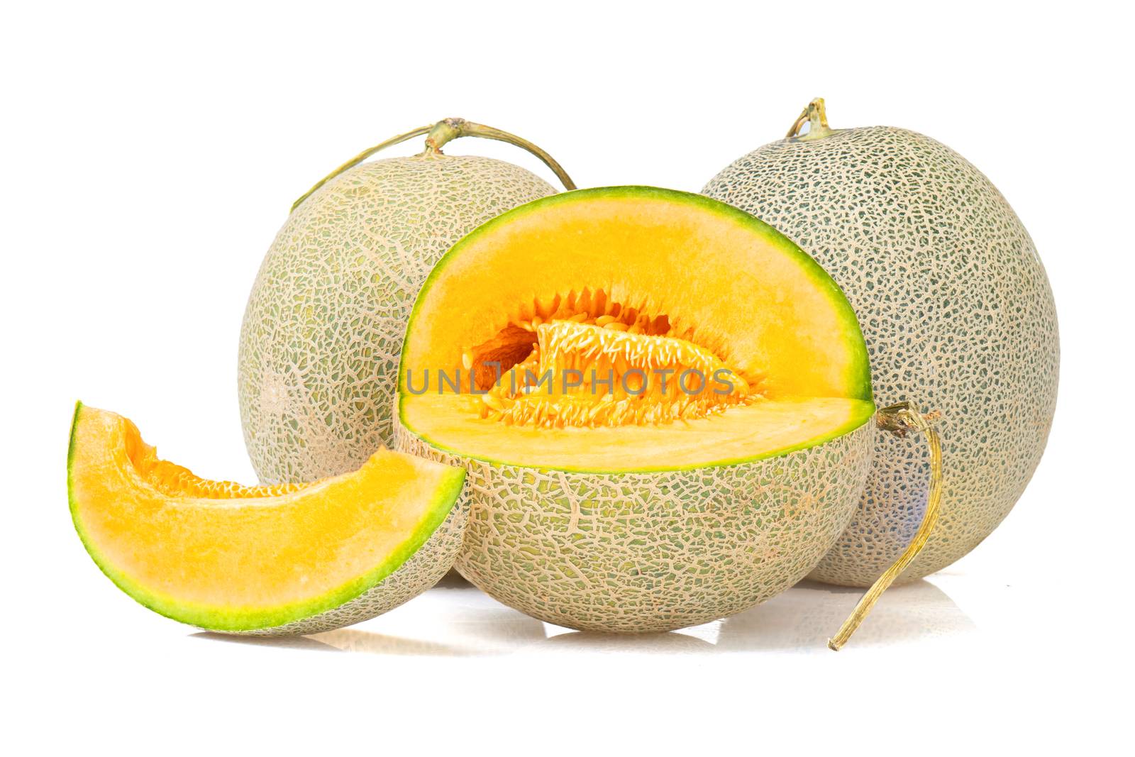 bright fruit melon isolated on white background  by ngad