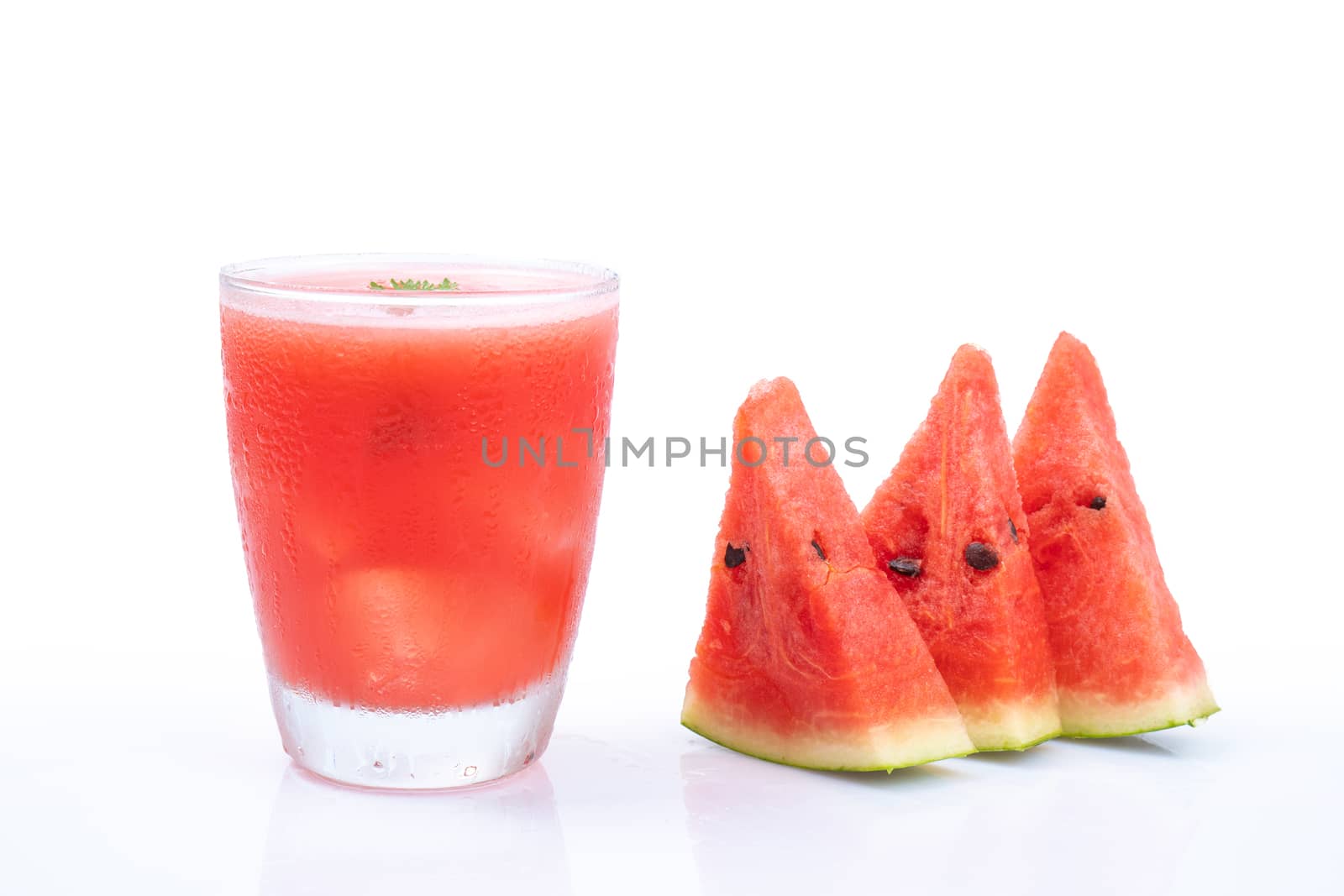 watermelon juice with slice piece on  isolated on white backgrou by ngad