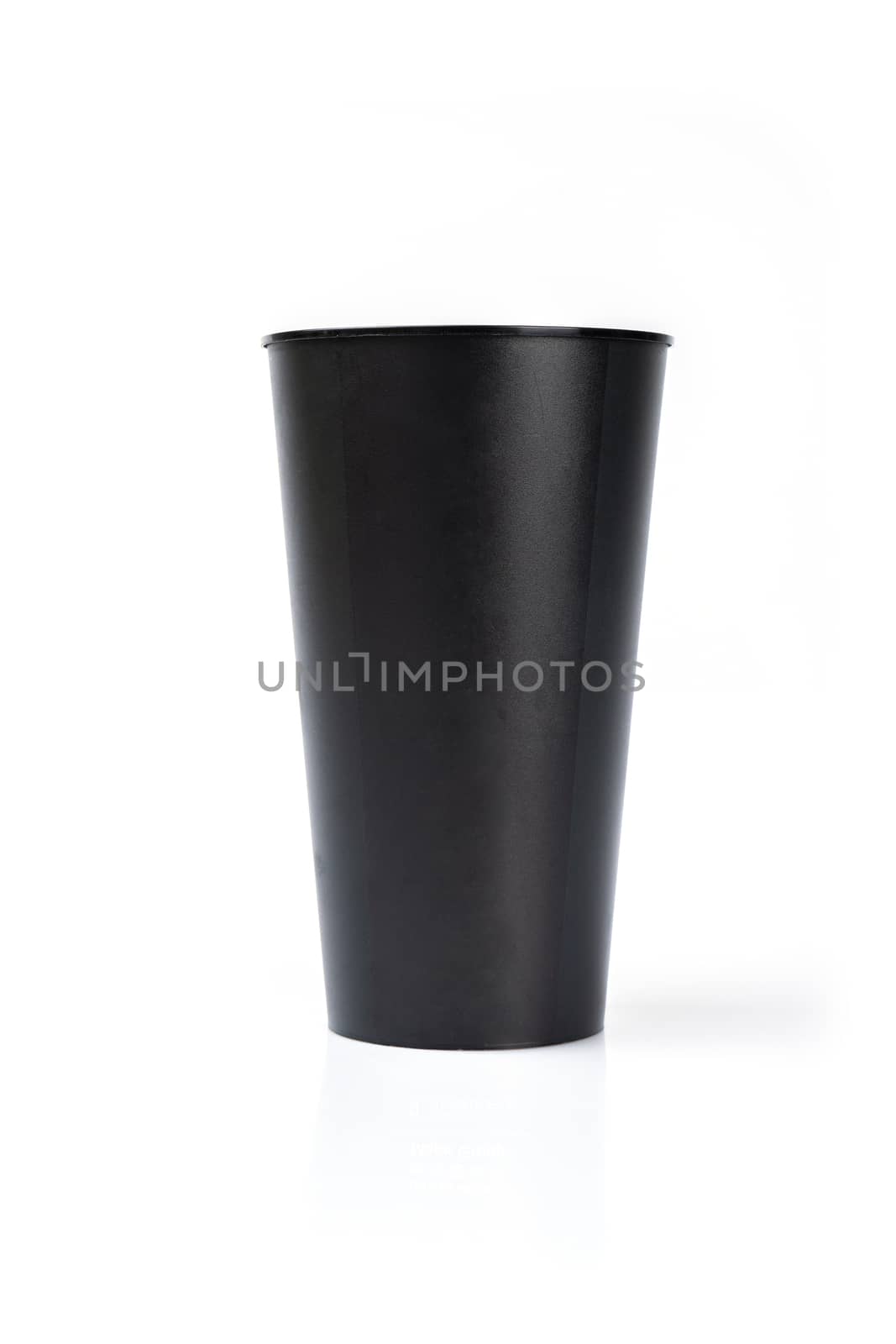 black tall plastic glass isolated on white background 