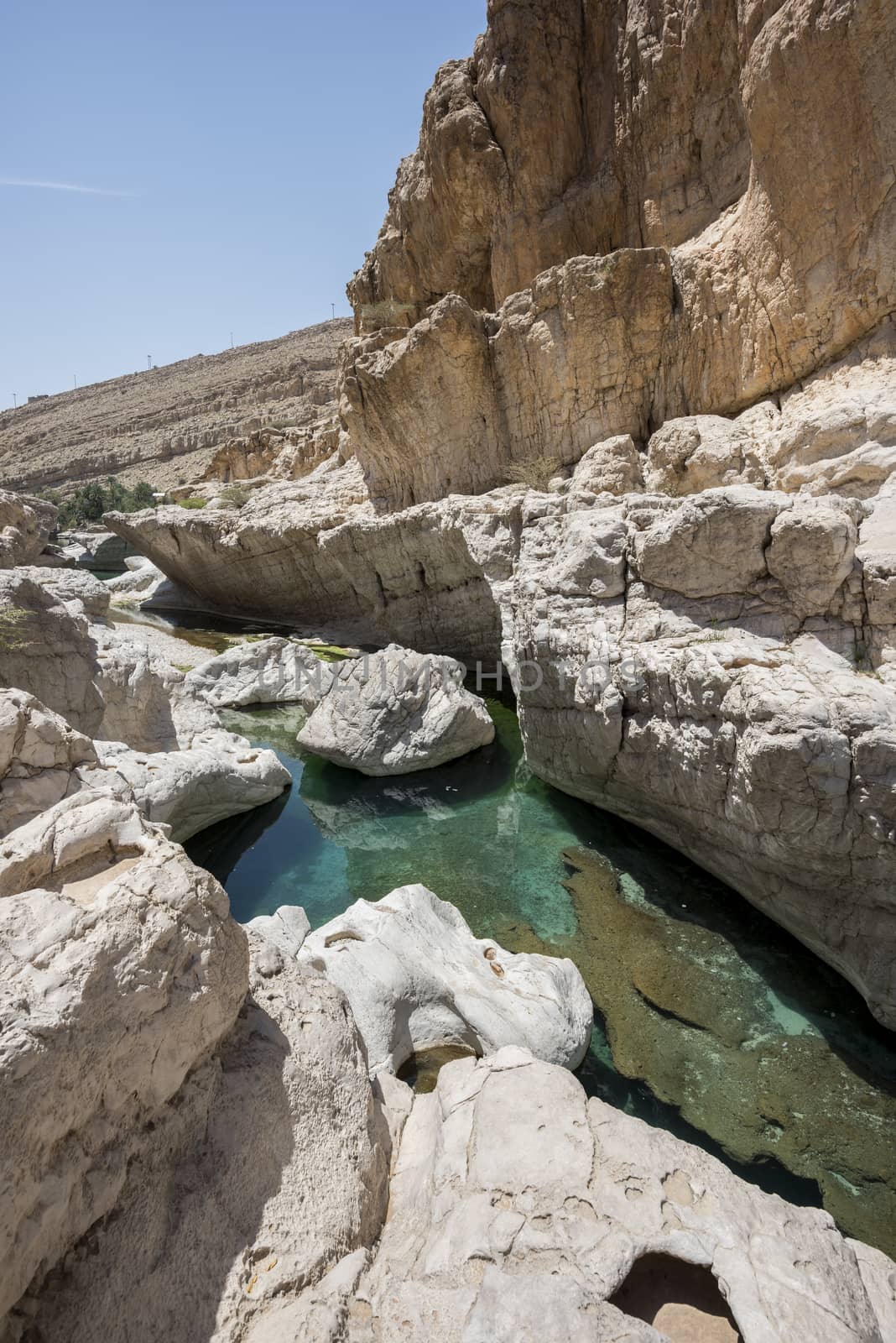 River and pool in the canyon of Wadi Bani Khalid, Oman by GABIS