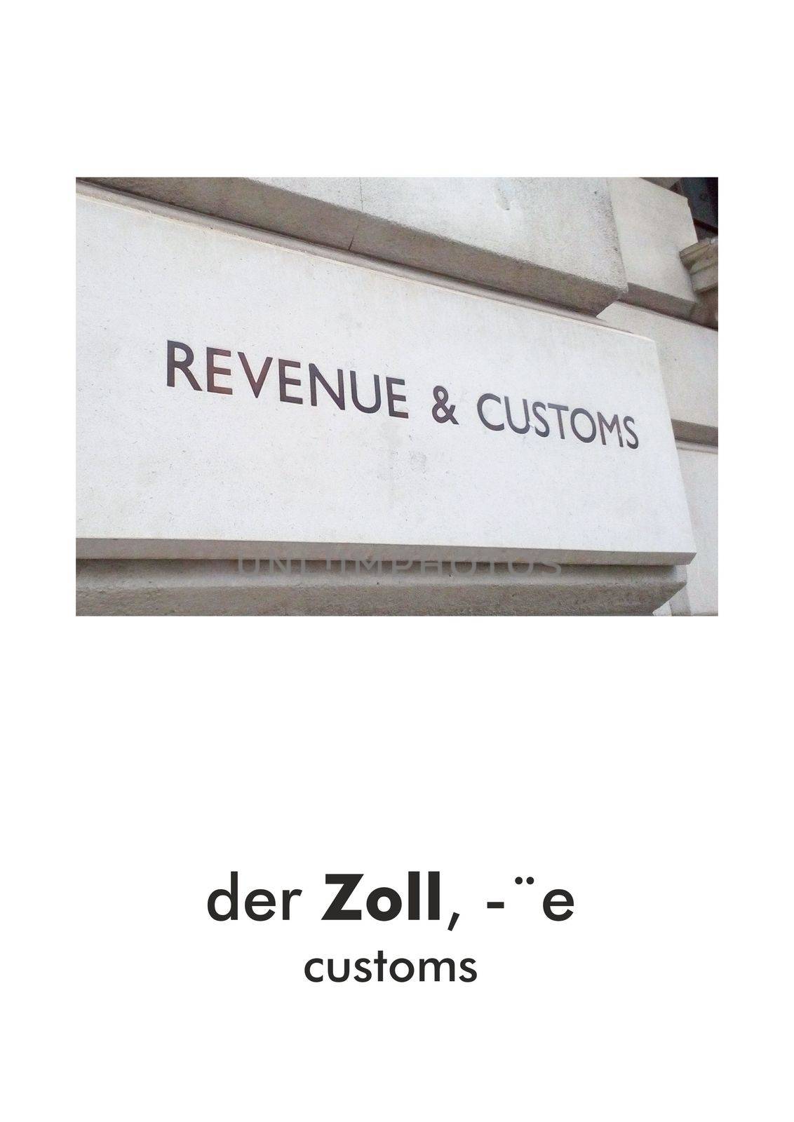 German word card: der Zoll (customs)