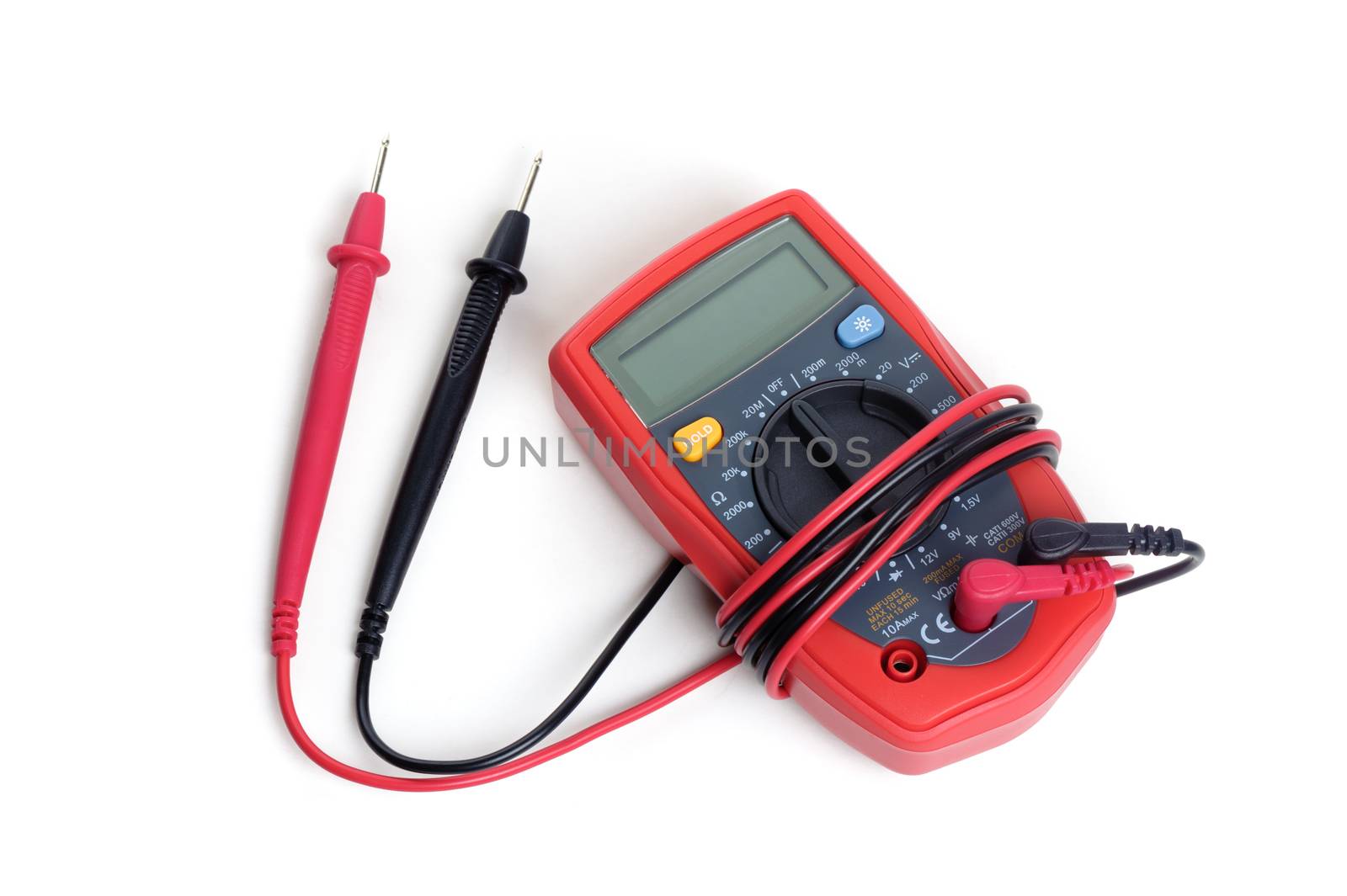 digital multimeter or multitester or Volt-Ohm meter, an electronic measuring instrument that combines several measurement functions in one unit.