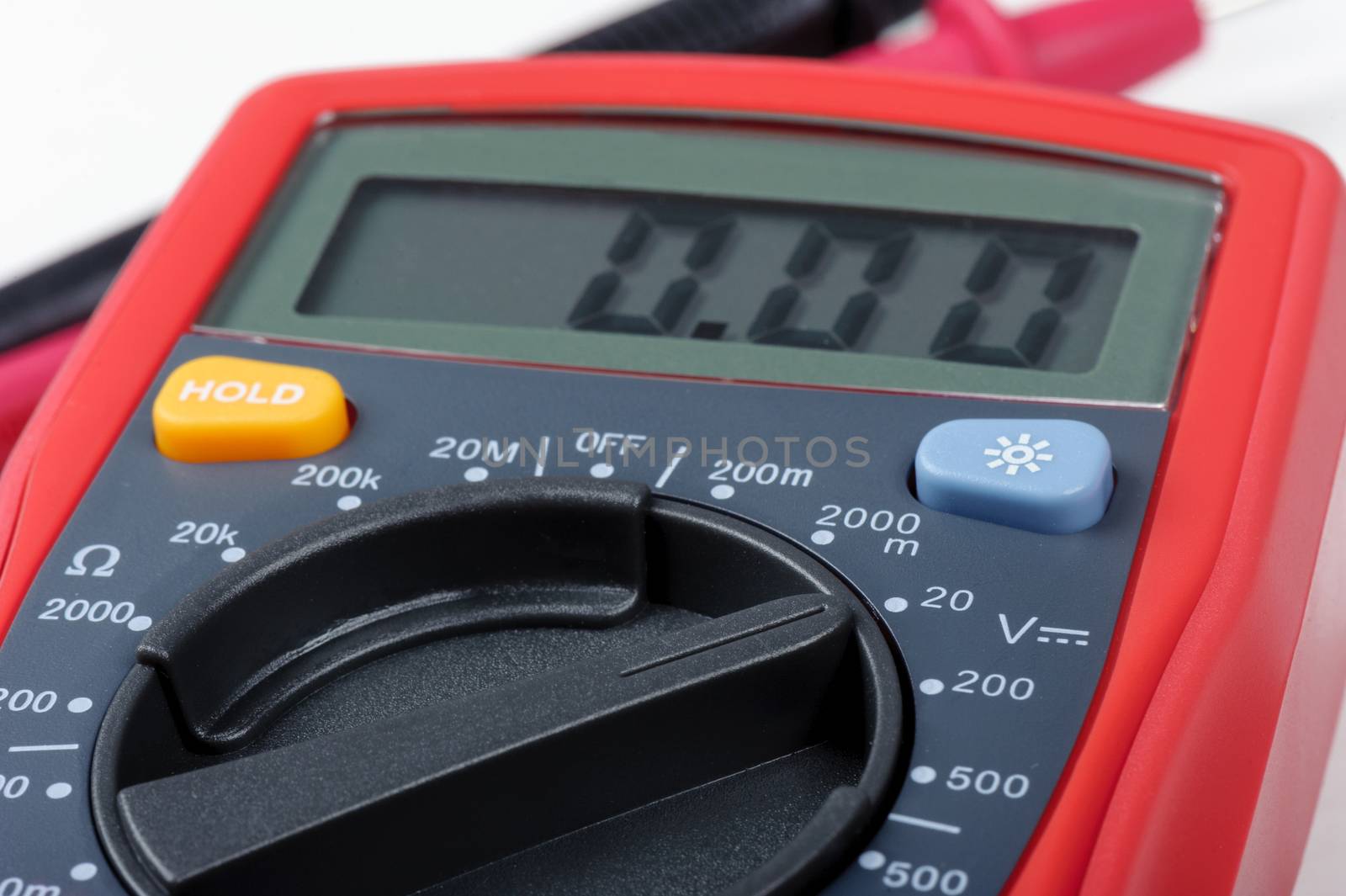 multimeter's selector switched to DC Voltage Measurement