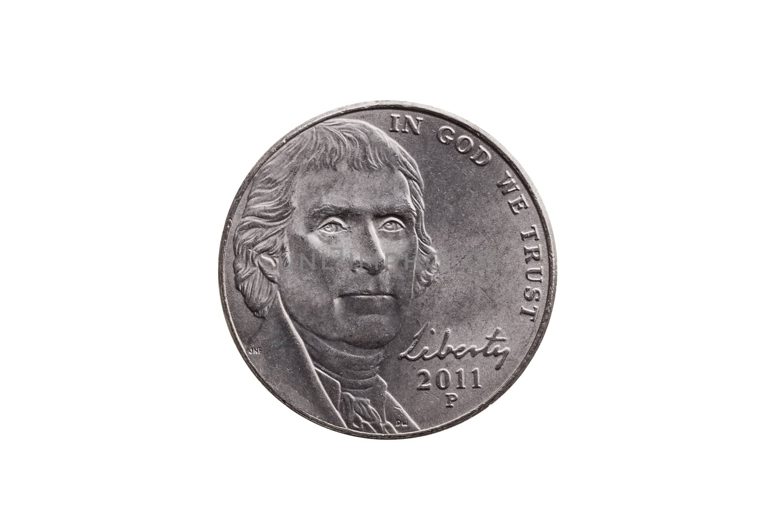 USA half dime nickel coin (25 cents) with a portrait image of Th by ant