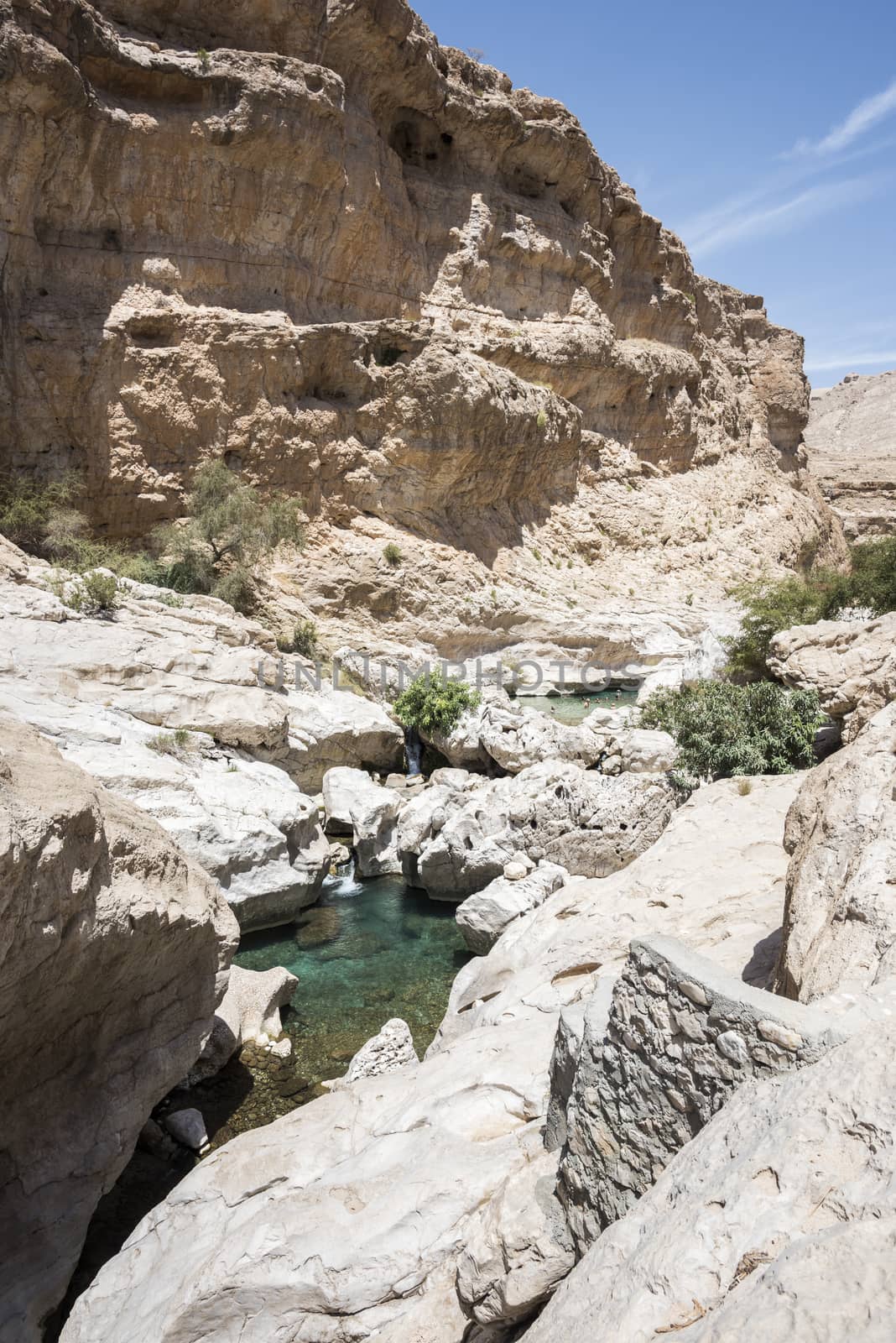 People swimming in the pools of Wadi Bani Khalid, Sultanate of O by GABIS