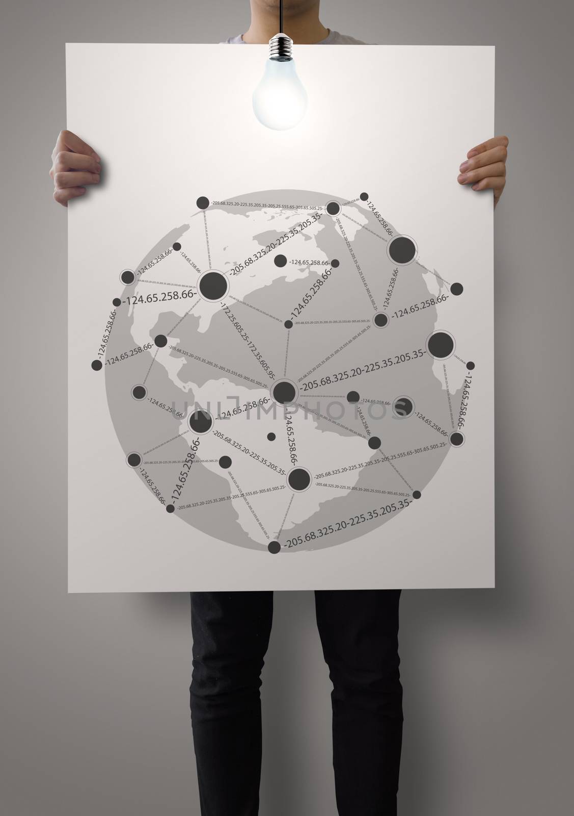 man showing poster of social network structure as concept

