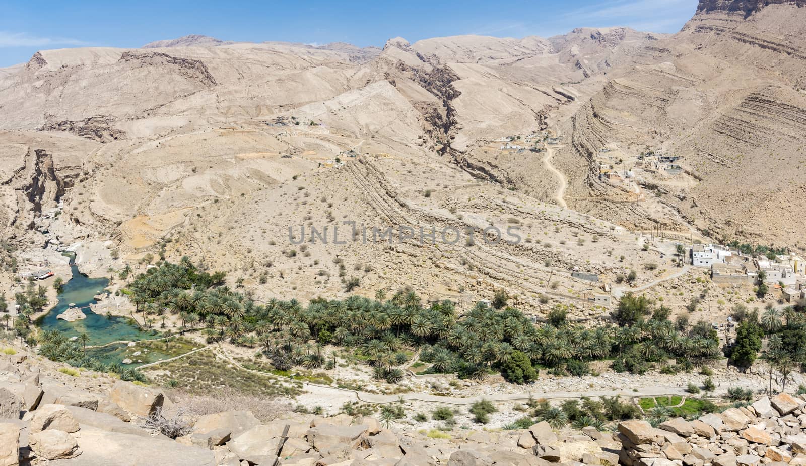 Top view of Wadi Bani Khalid, Sultanate of Oman, Middle East  by GABIS