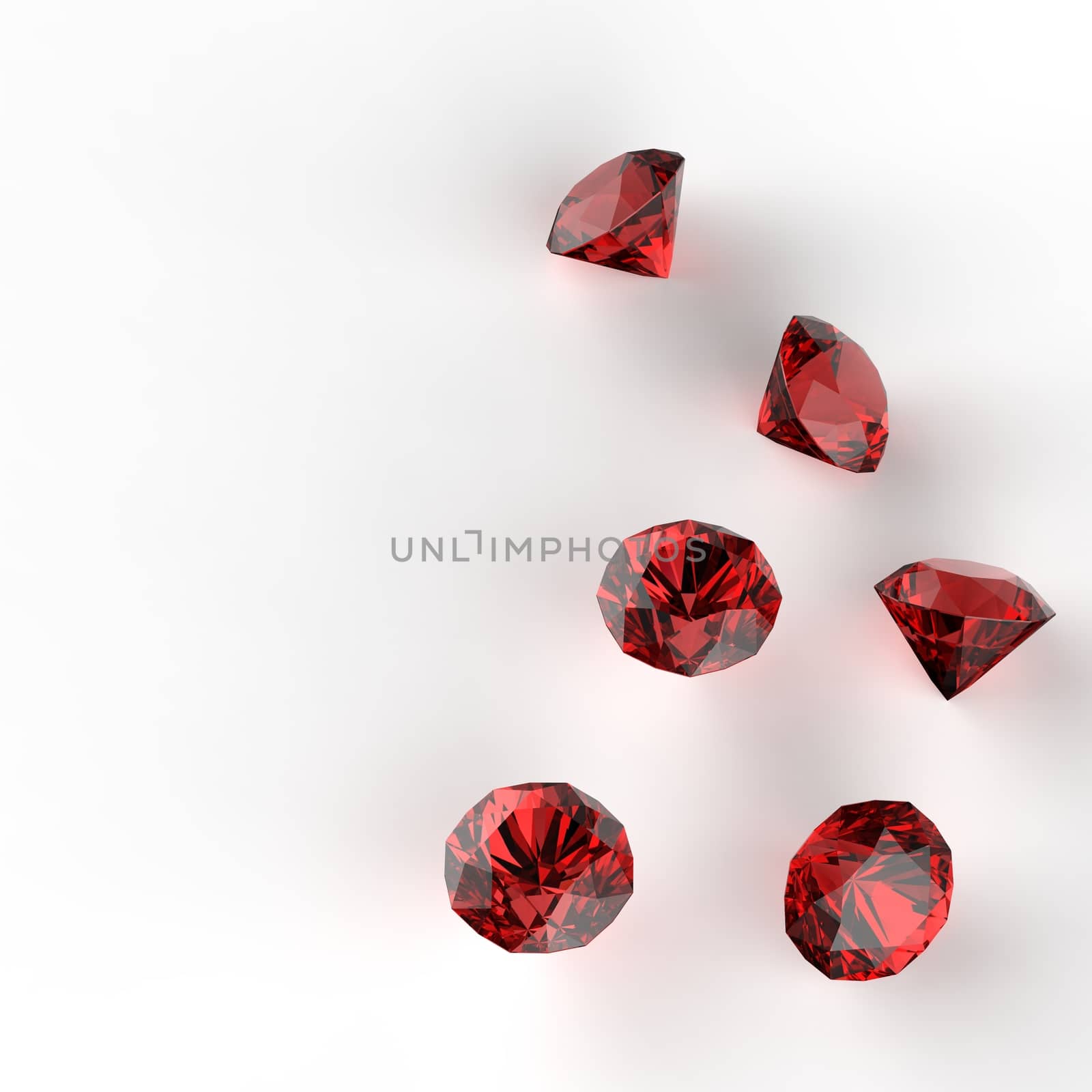 Red Diamonds 3d composition on white