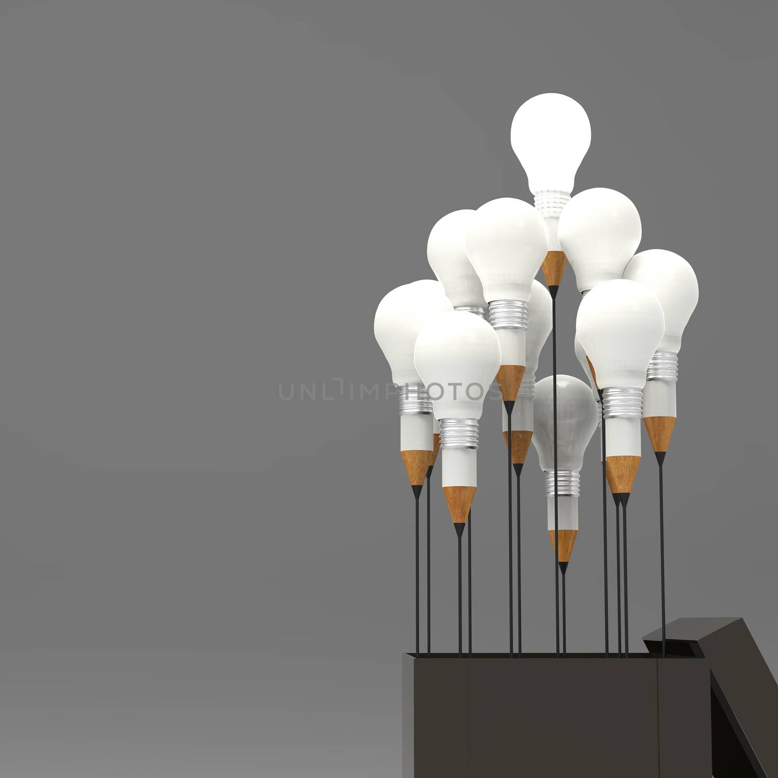 drawing idea pencil and light bulb concept outside the box as cr by everythingpossible