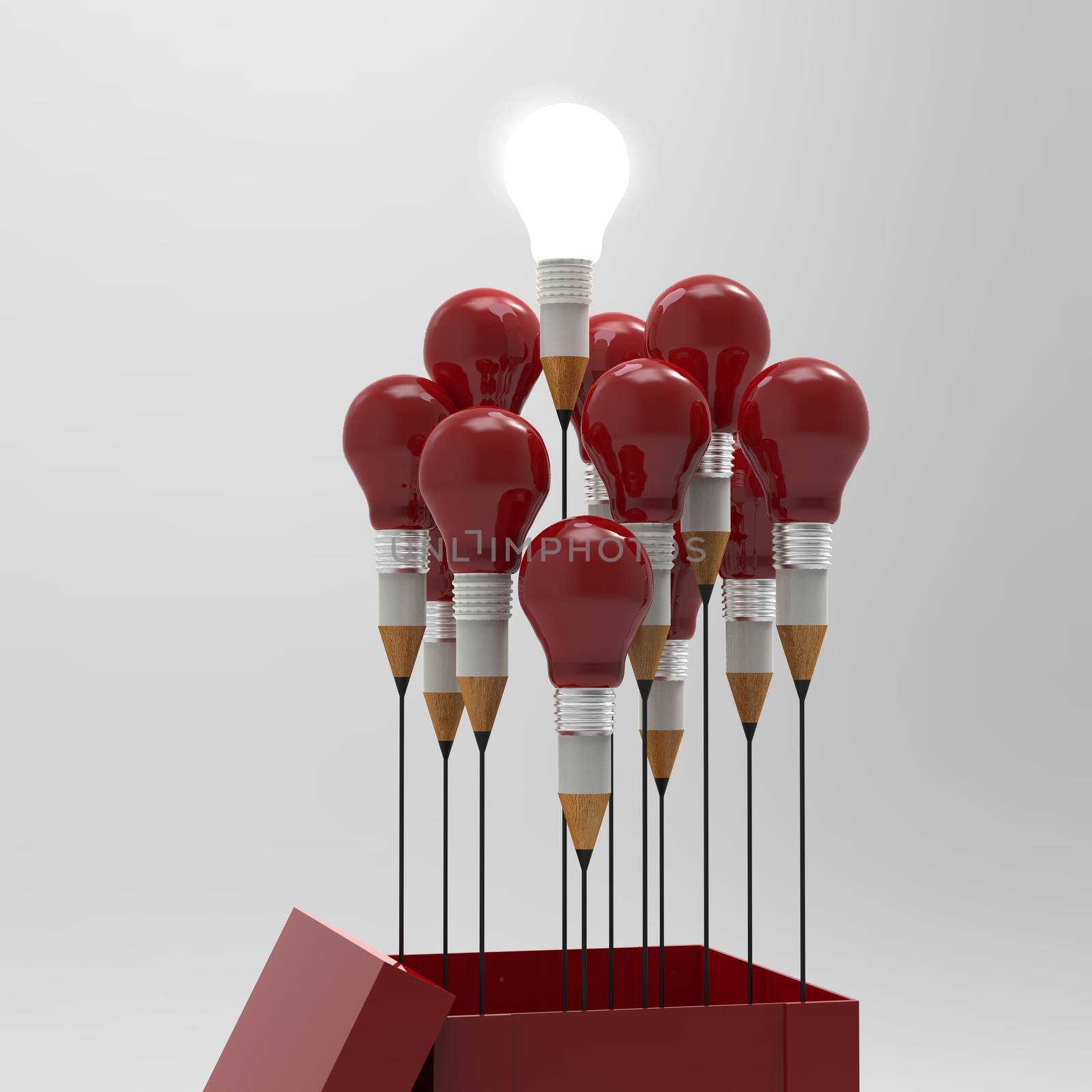 drawing idea pencil and light bulb concept outside the box as creative and leadership concept

