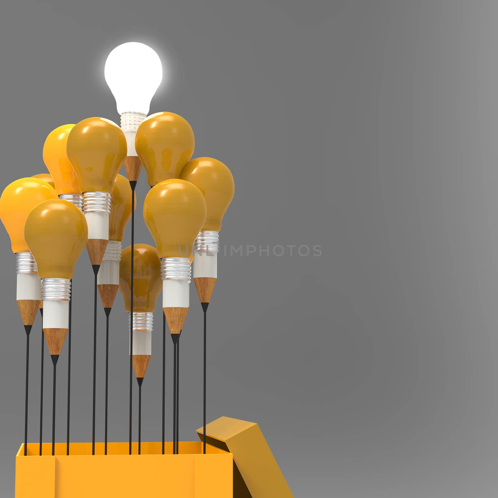 drawing idea pencil and light bulb concept outside the box as creative and leadership concept

